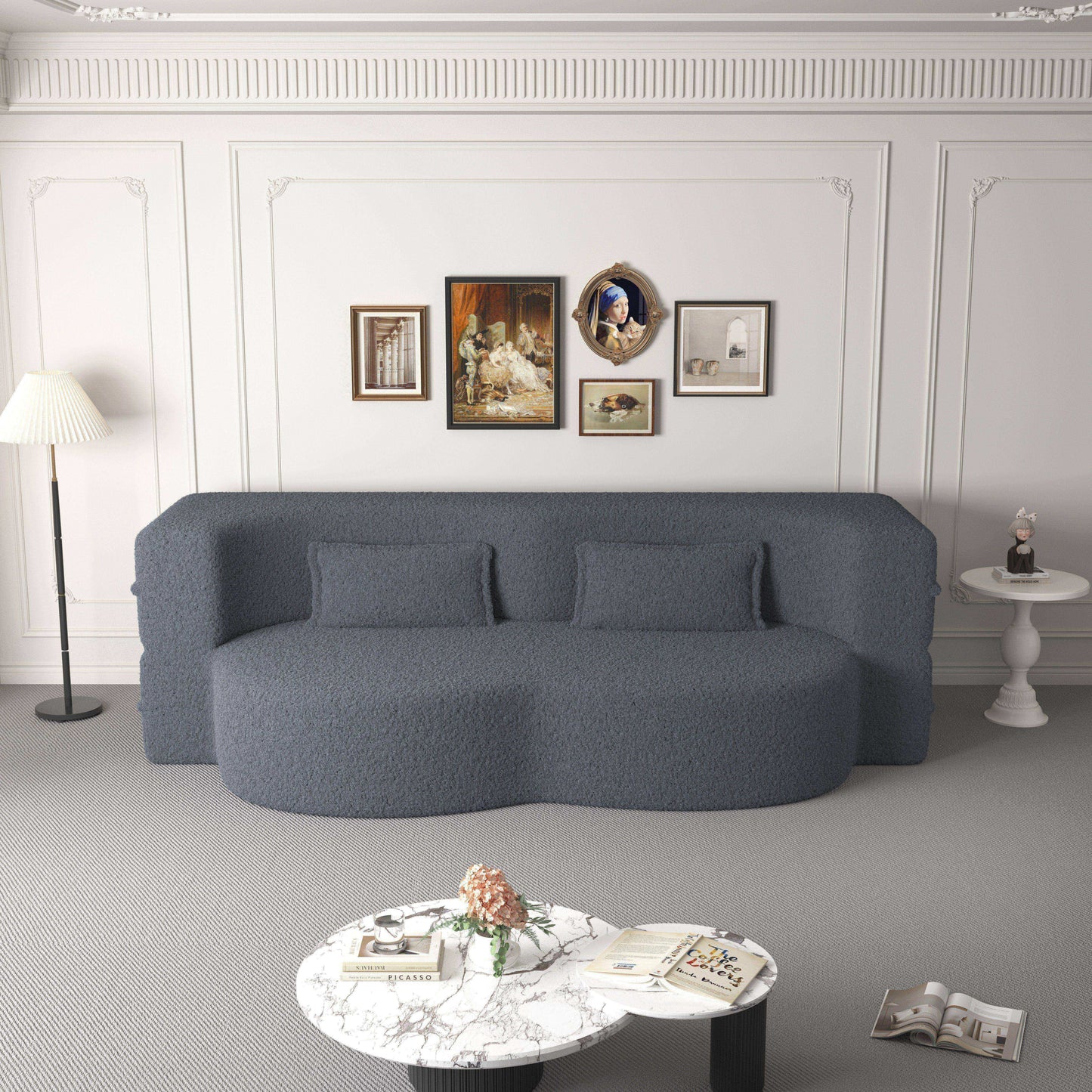 Corduroy Compression Loveseat — 2-Seat, 78"W — Grey