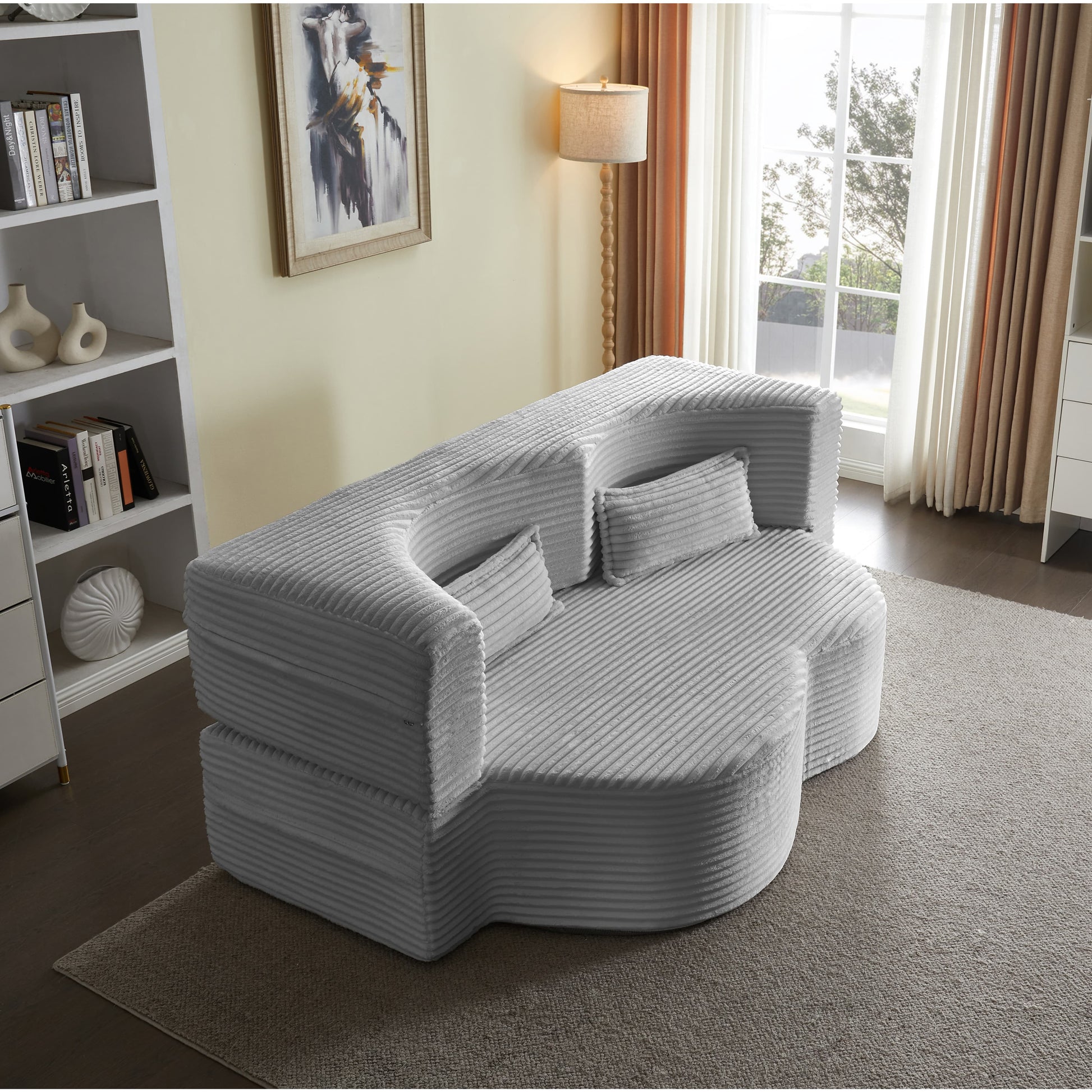 Corduroy Compression Loveseat — 2-Seat, 78"W — Light Grey
