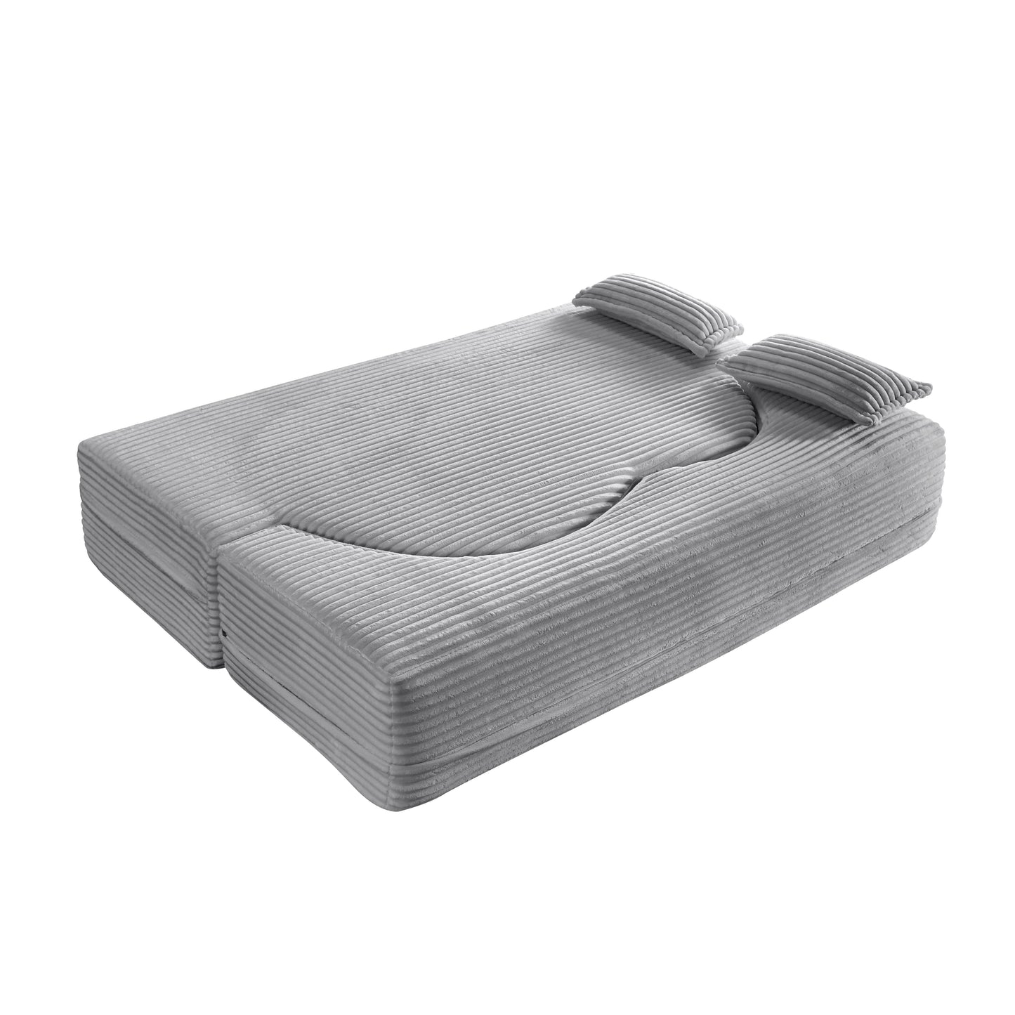 Corduroy Compression Loveseat — 2-Seat, 78"W — Light Grey