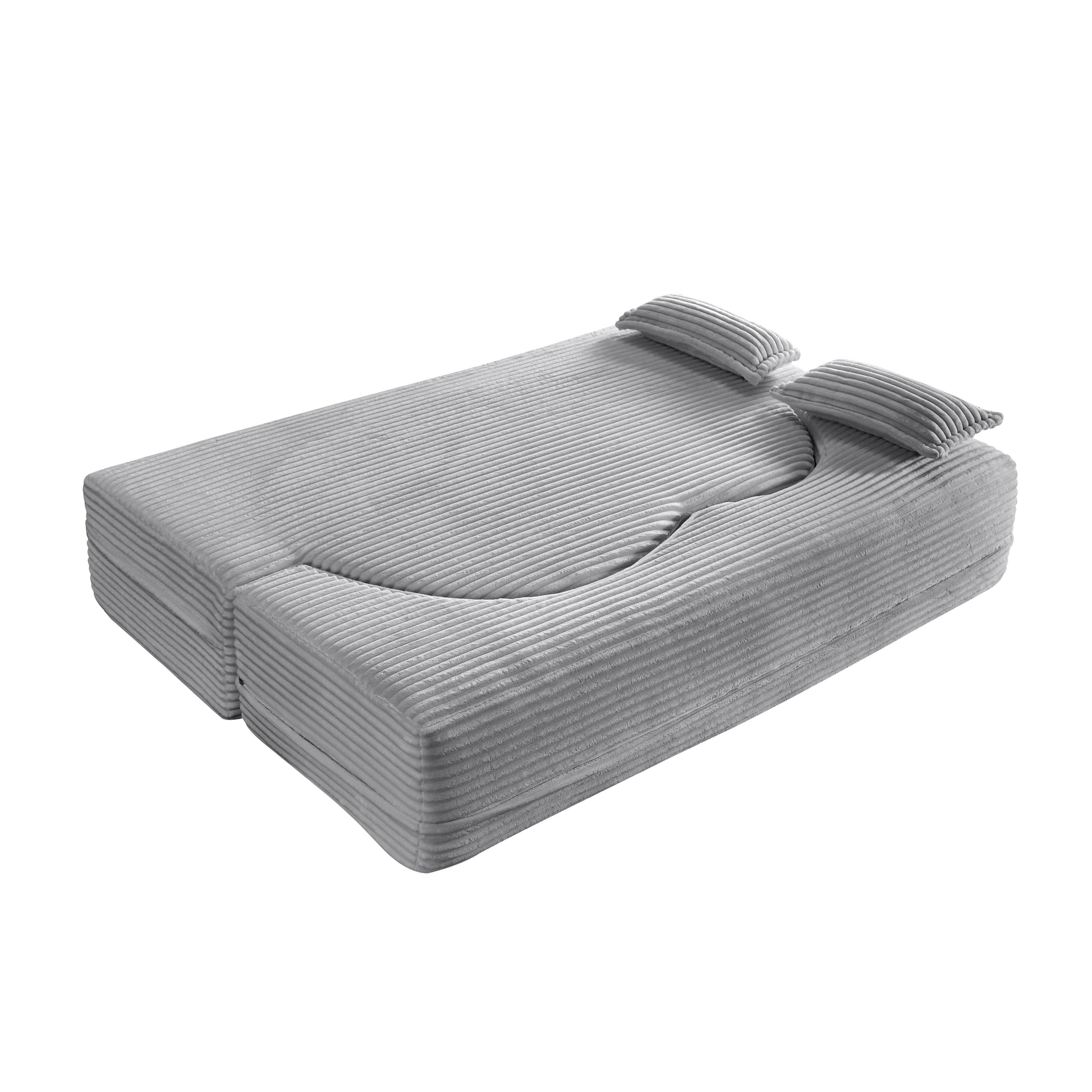 Corduroy Compression Loveseat — 2-Seat, 78"W — Light Grey