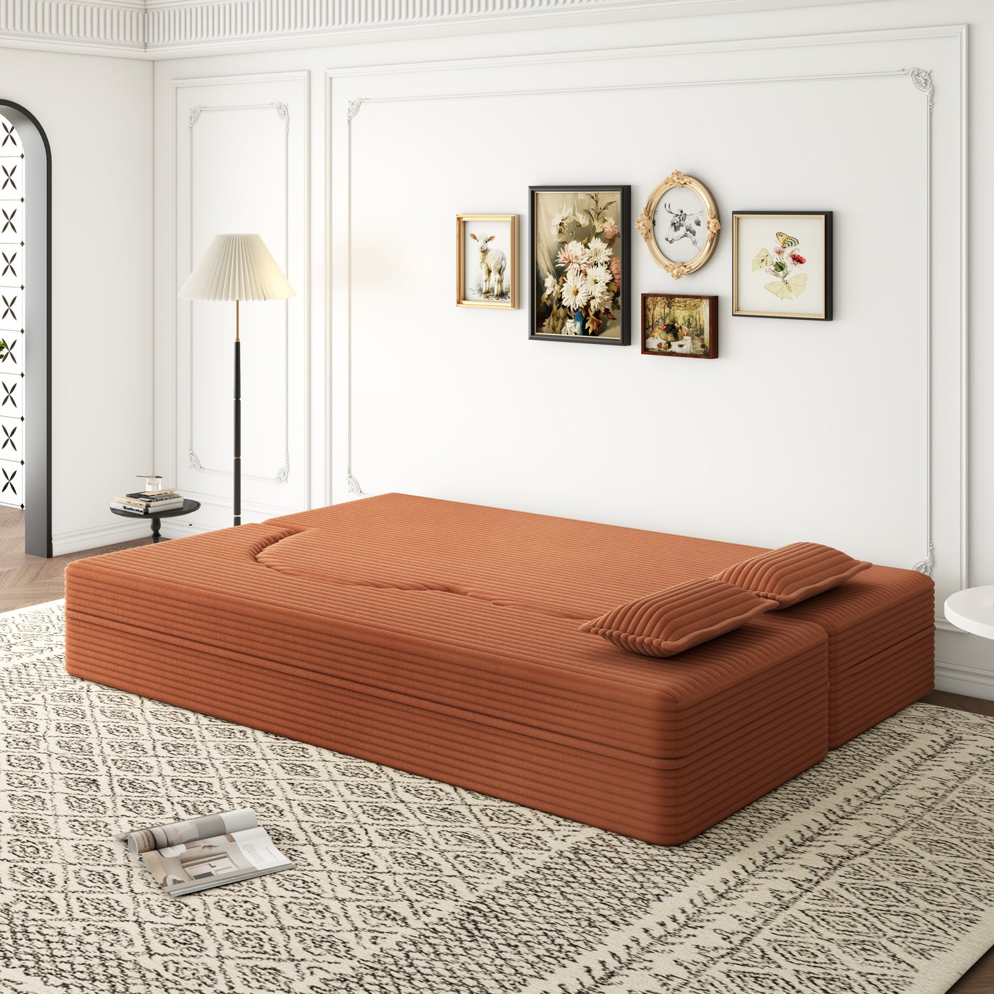 Corduroy Compression Loveseat — 2-Seat, 78"W — Orange