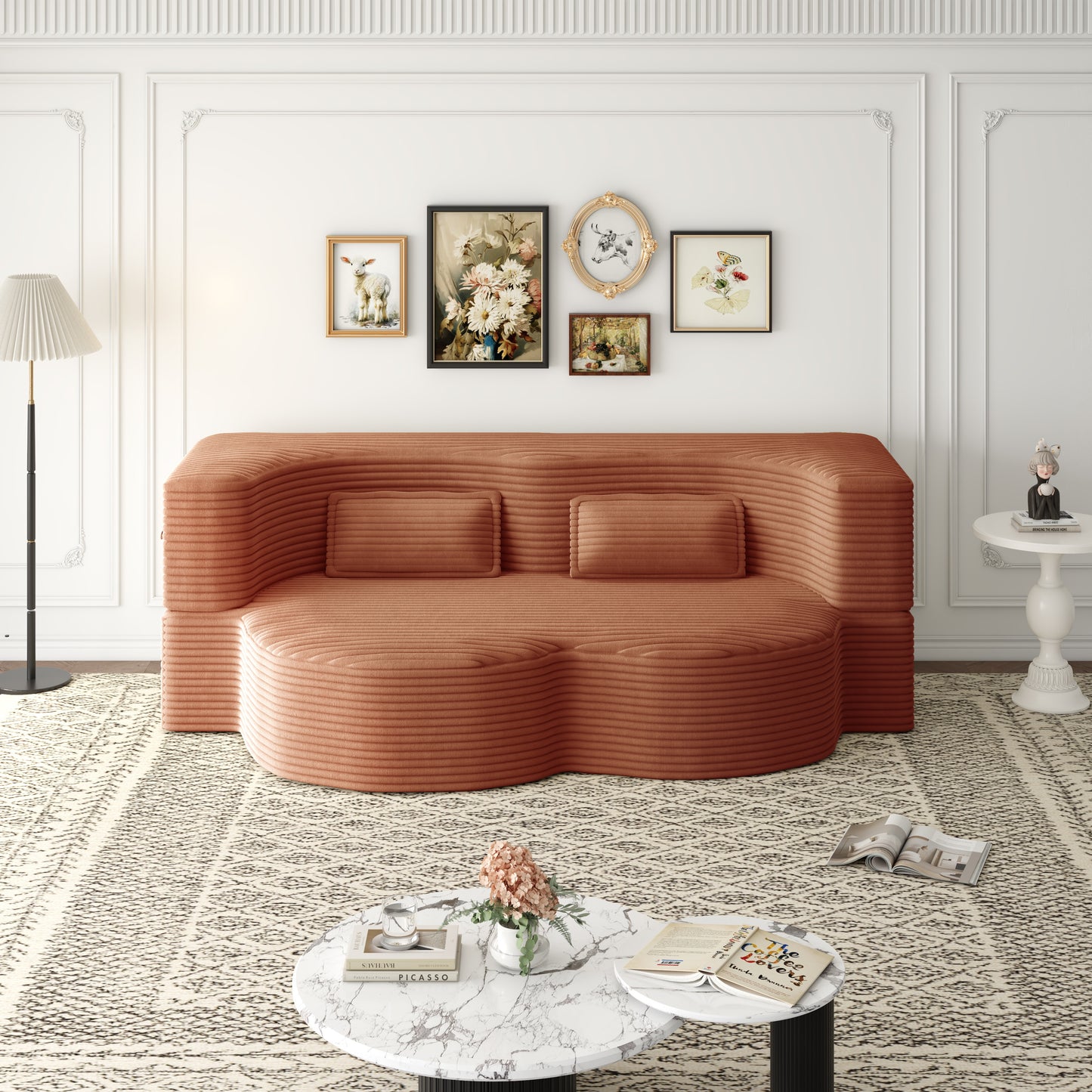 Corduroy Compression Loveseat — 2-Seat, 78"W — Orange