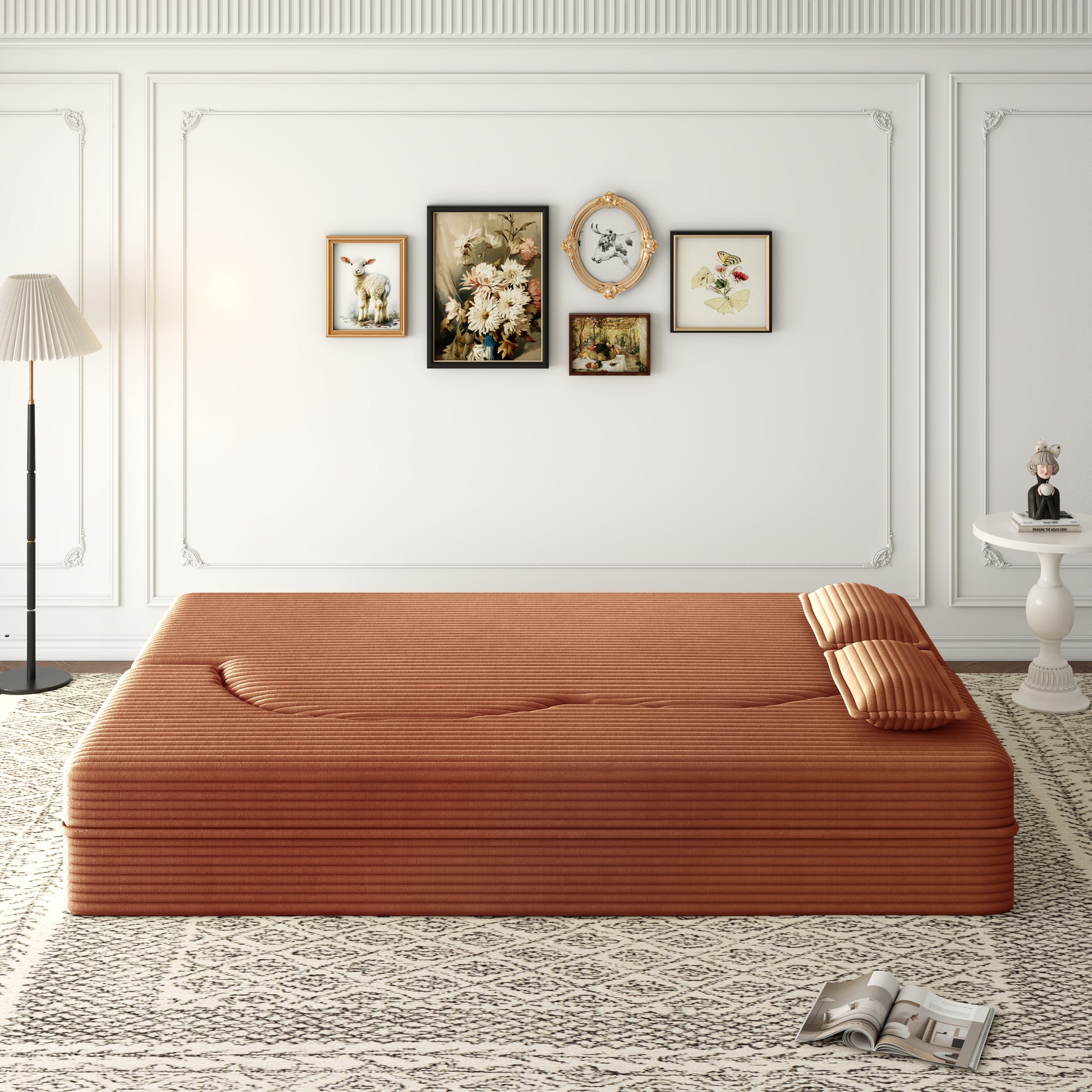 Corduroy Compression Loveseat — 2-Seat, 78"W — Orange