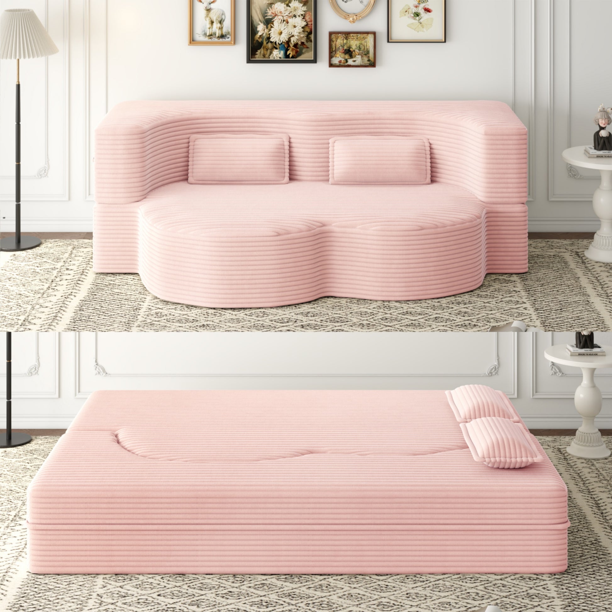 Corduroy Compression Loveseat — 2-Seat, 78"W — Pink