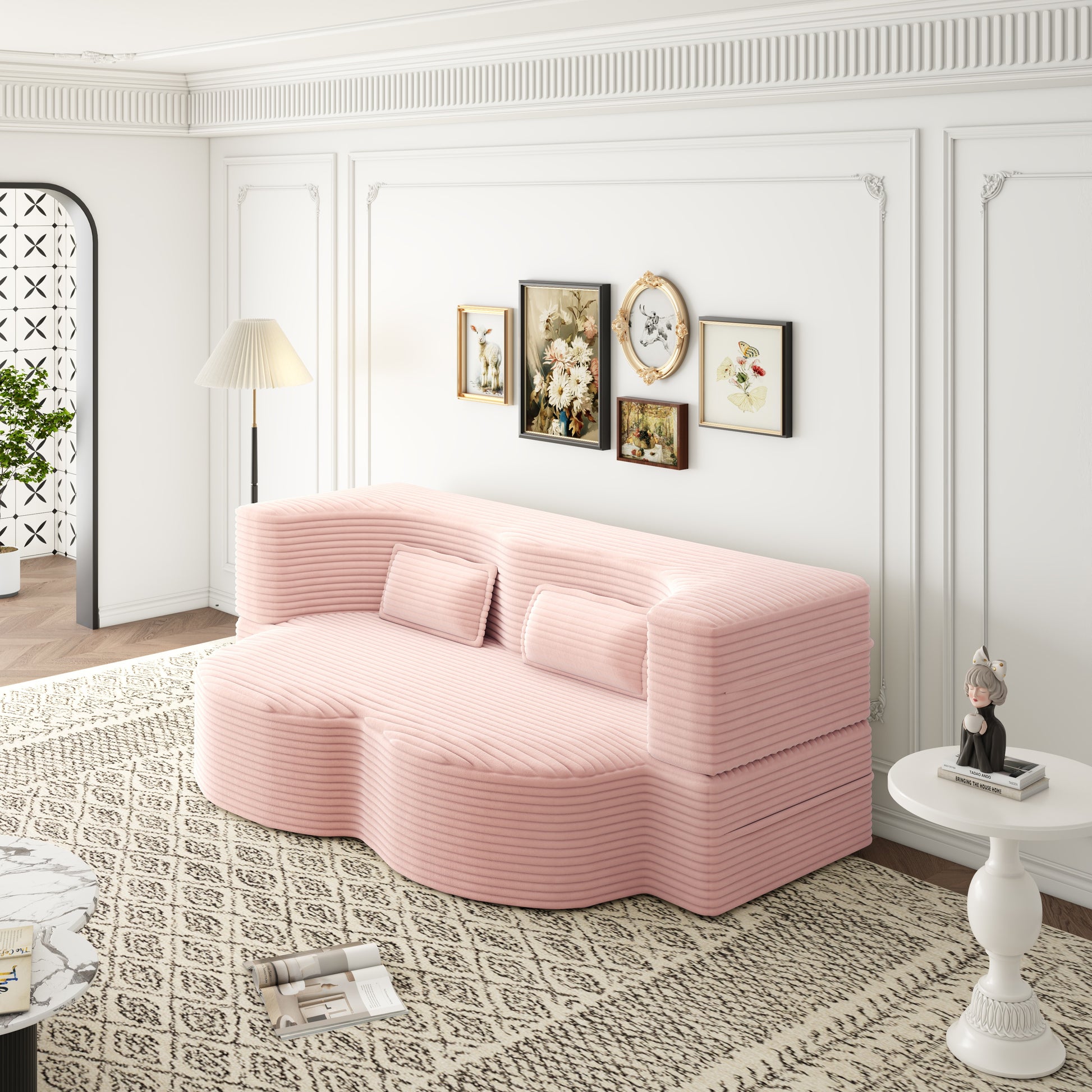Corduroy Compression Loveseat — 2-Seat, 78"W — Pink