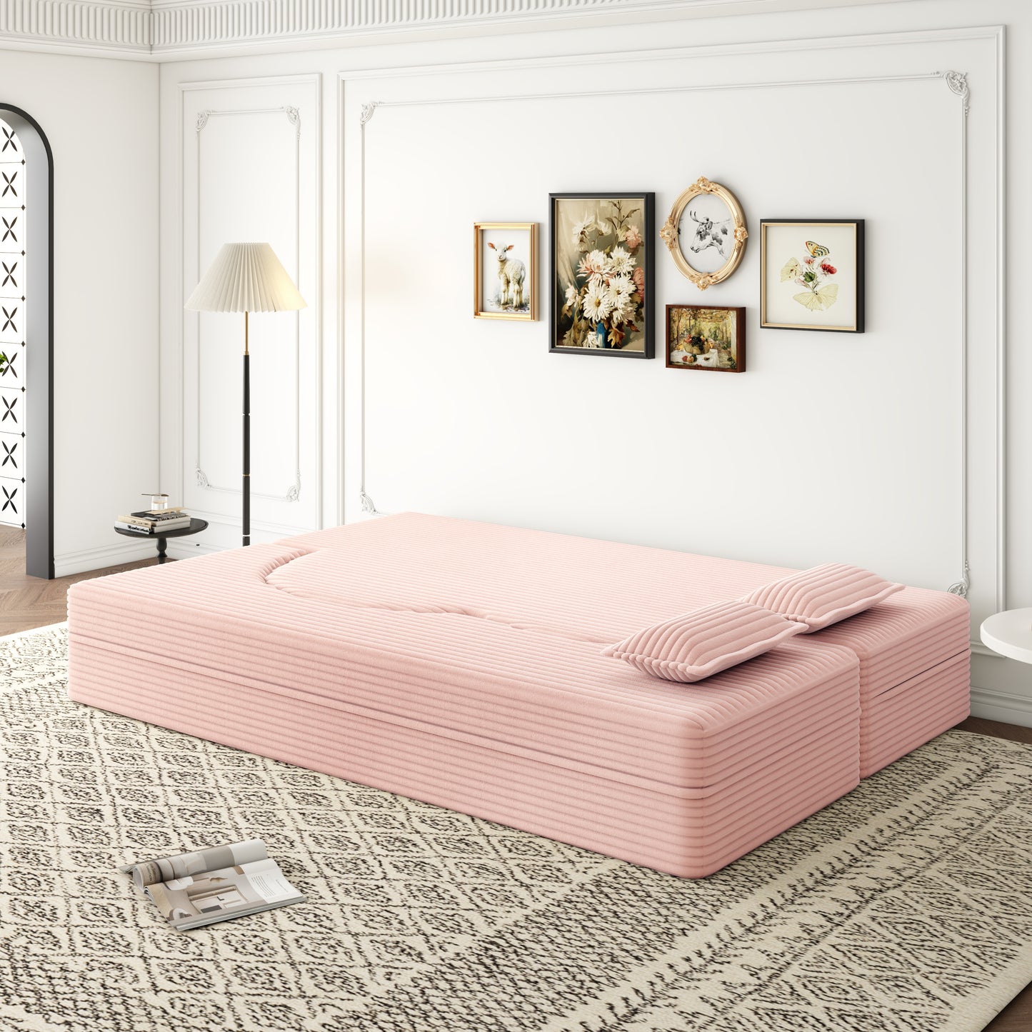 Corduroy Compression Loveseat — 2-Seat, 78"W — Pink