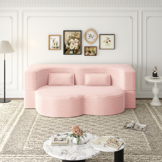 Corduroy Compression Loveseat — 2-Seat, 78"W — Pink