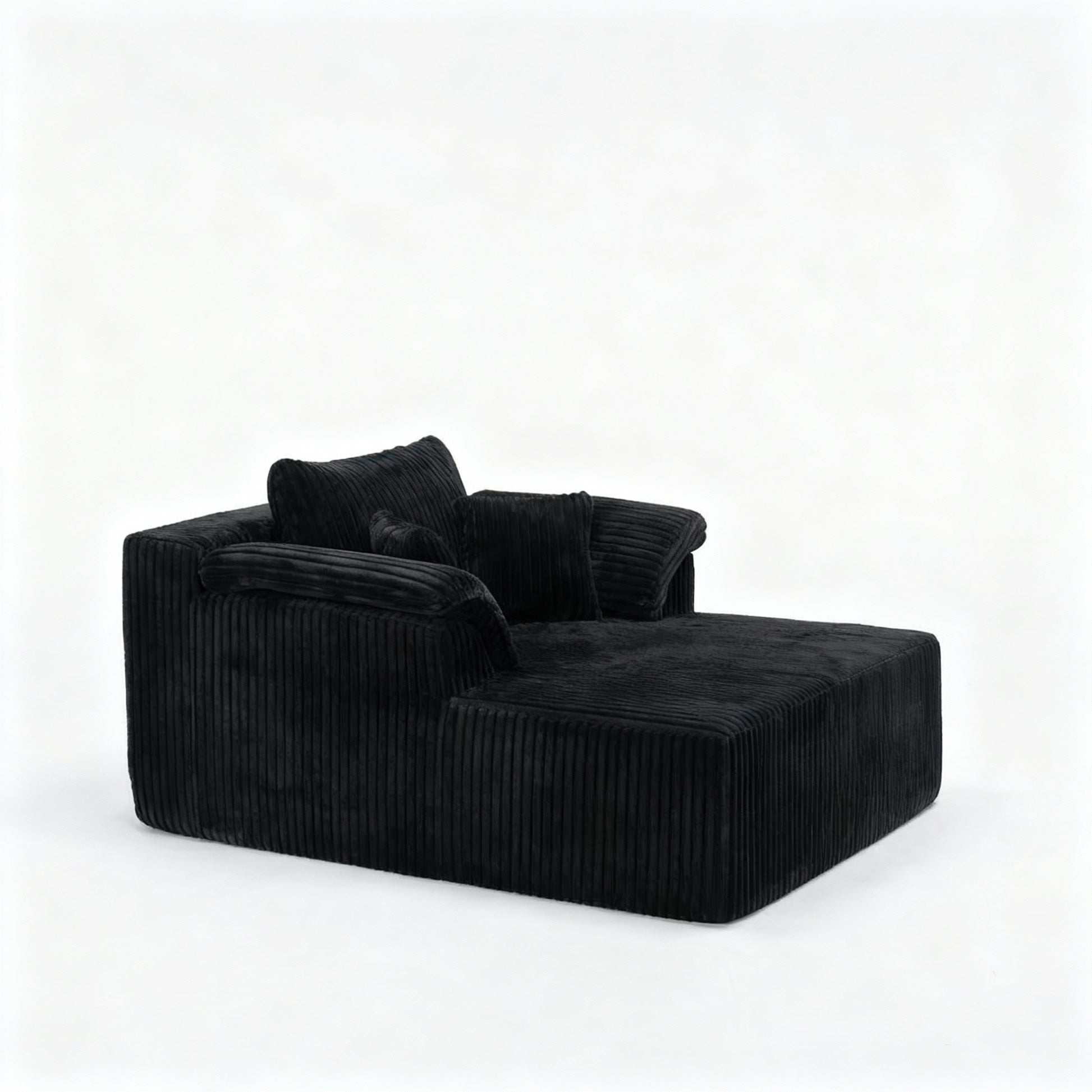Corduroy Compression Accent Chair — 1-Seat, 60"W — Black