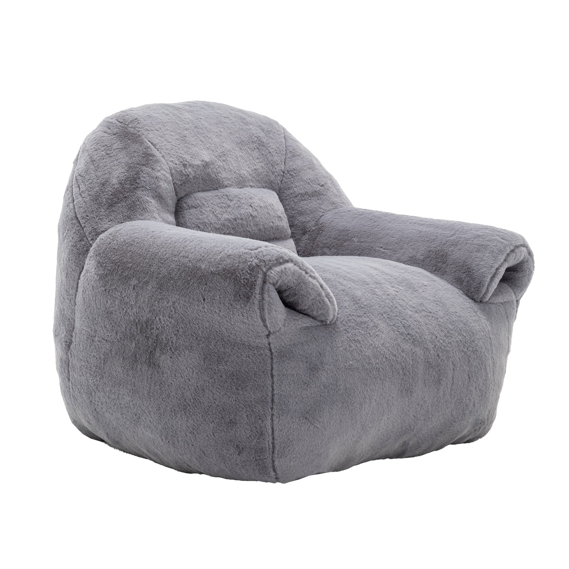 Faux Fur Compression Accent Chair — 1-Seat, 42"W — Dark Gray / 1-Seat