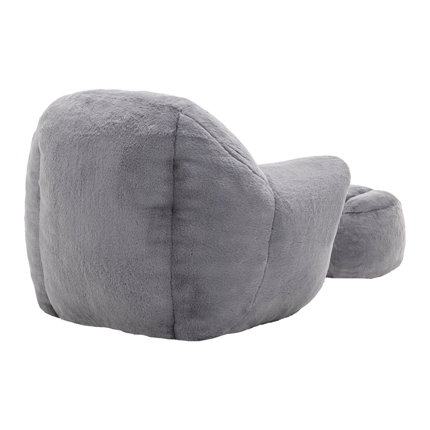 Faux Fur Compression Accent Chair — 1-Seat, 42"W — Dark Gray / 1-Seat + 1 Ottoman