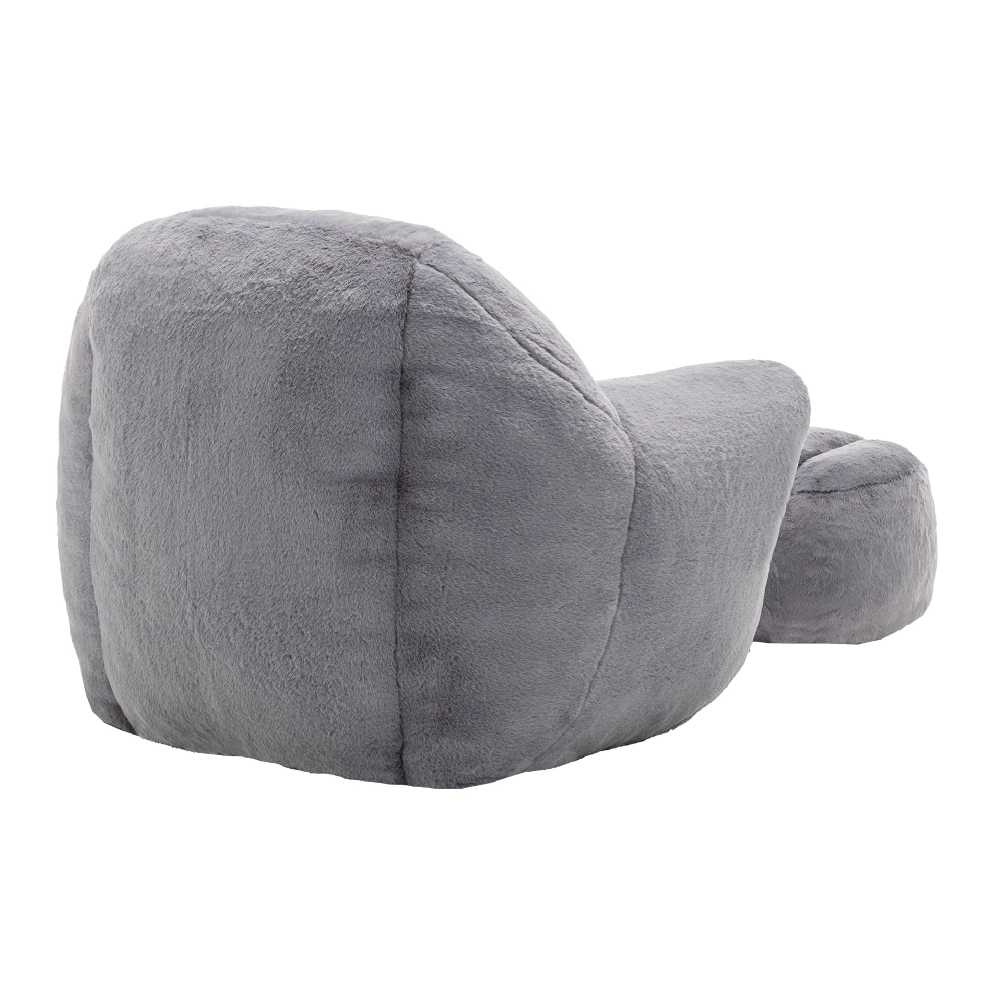 Faux Fur Compression Accent Chair — 1-Seat, 42"W — Dark Gray / 1-Seat + 1 Ottoman