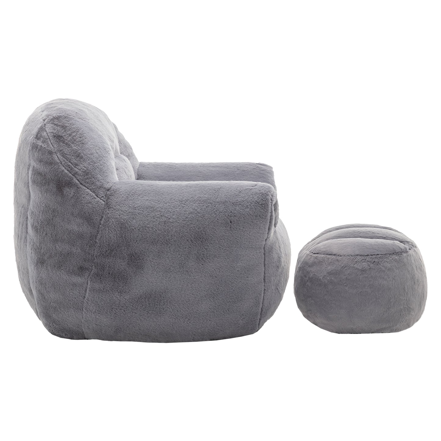 Faux Fur Compression Accent Chair — 1-Seat, 42"W — Dark Gray / 1-Seat + 1 Ottoman