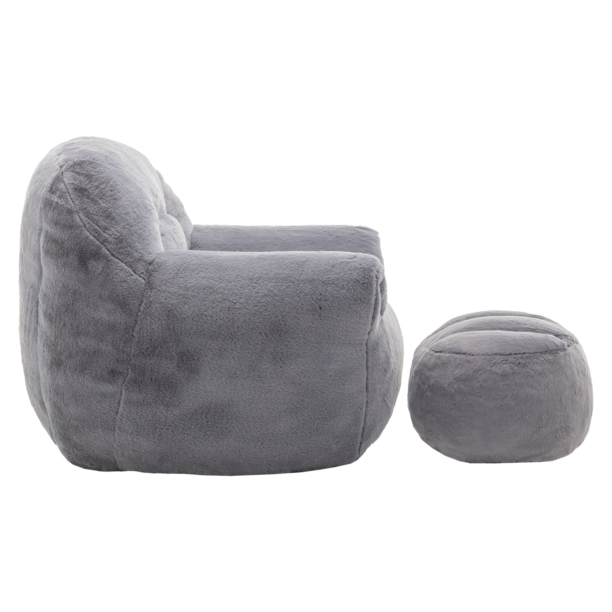 Faux Fur Compression Accent Chair — 1-Seat, 42"W — Dark Gray / 1-Seat + 1 Ottoman
