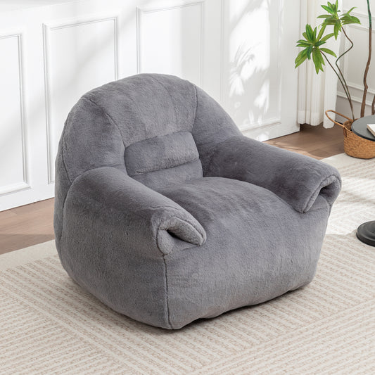 Faux Fur Compression Accent Chair — 1-Seat, 42"W — Dark Gray / 1-Seat