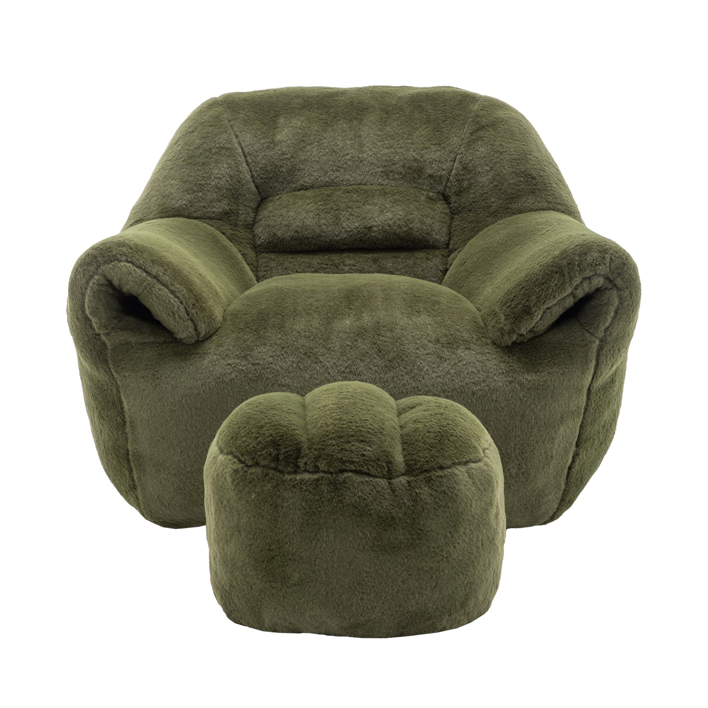 Faux Fur Compression Accent Chair — 1-Seat, 42"W — Green / 1-Seat + 1 Ottoman