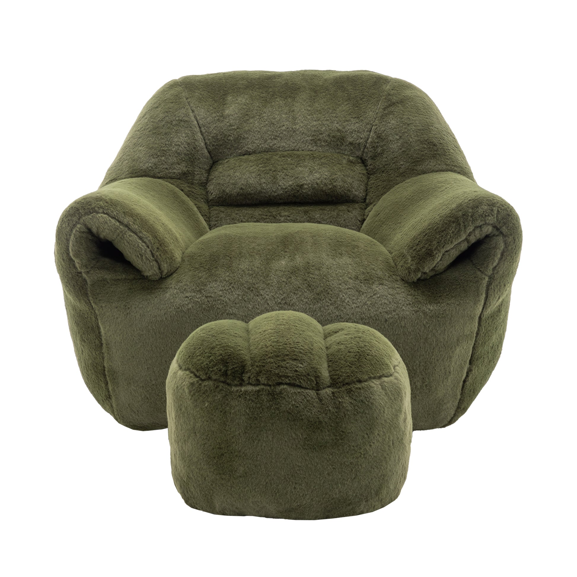 Faux Fur Compression Accent Chair — 1-Seat, 42"W — Green / 1-Seat + 1 Ottoman