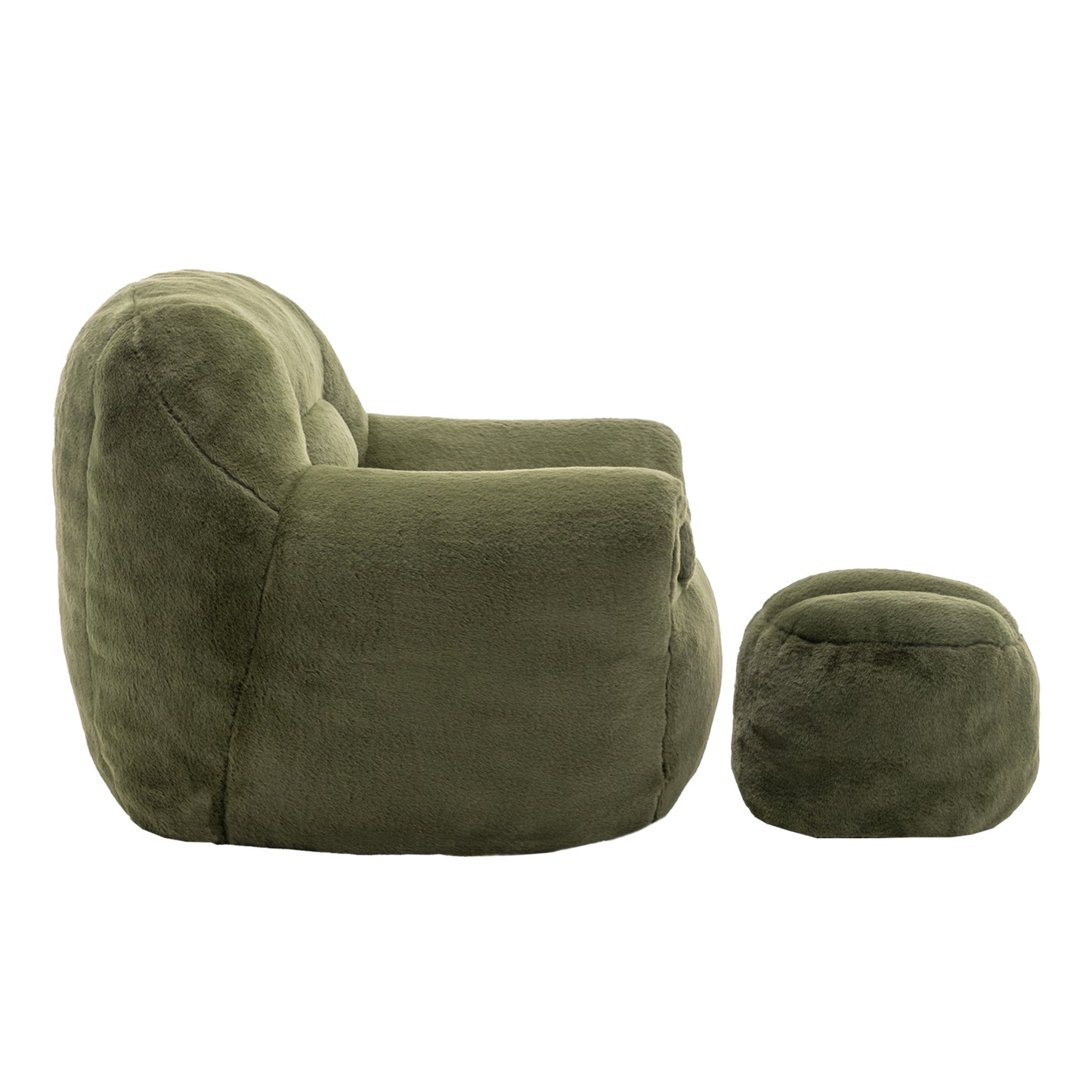 Faux Fur Compression Accent Chair — 1-Seat, 42"W — Green / 1-Seat + 1 Ottoman