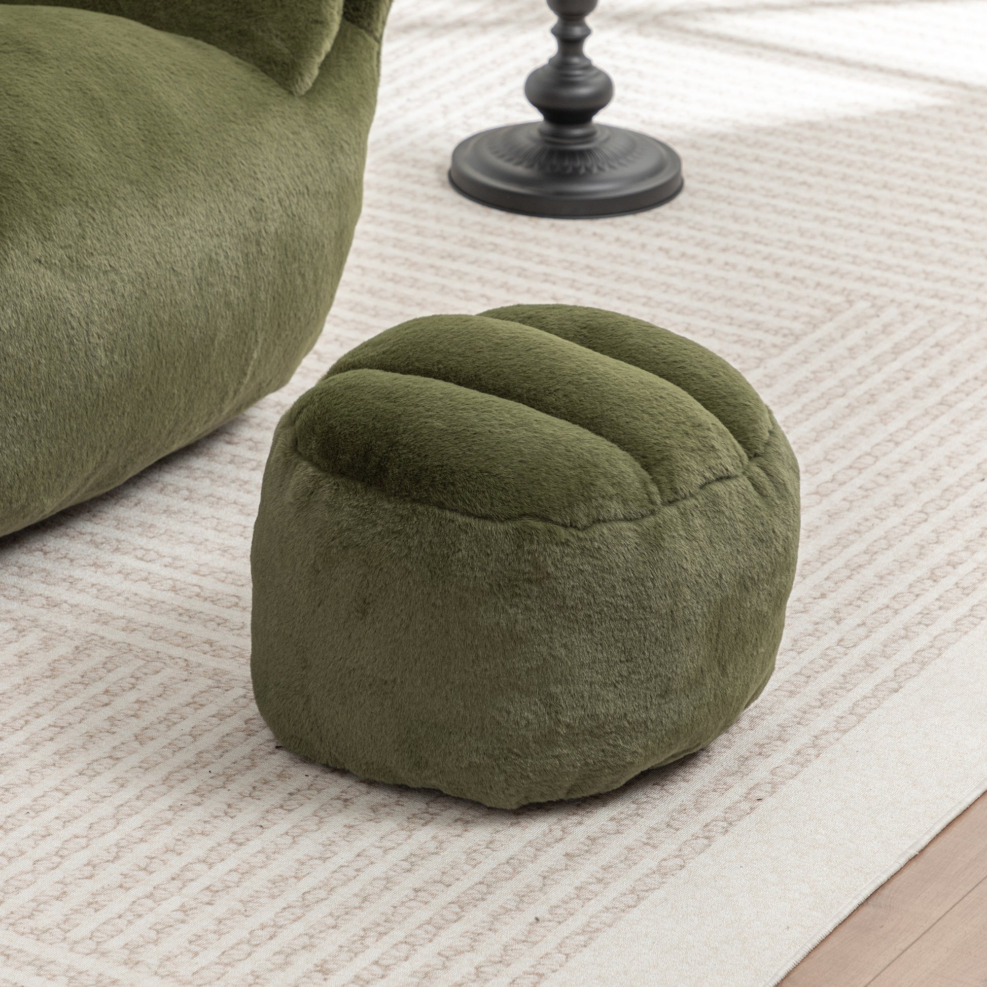 Faux Fur Compression Accent Chair — 1-Seat, 42"W — Green / 1-Seat + 1 Ottoman