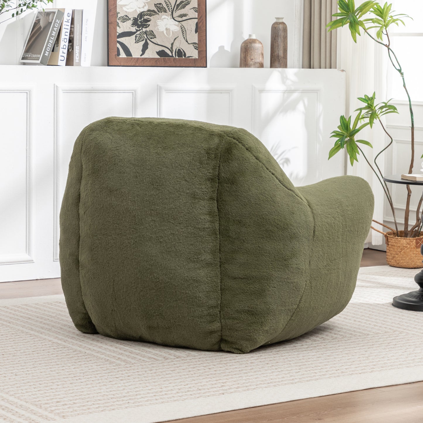 Faux Fur Compression Accent Chair — 1-Seat, 42"W — Green / 1-Seat