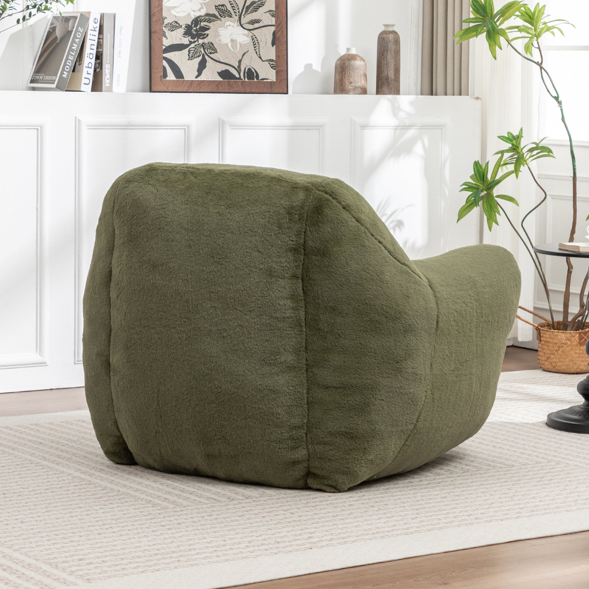 Faux Fur Compression Accent Chair — 1-Seat, 42"W — Green / 1-Seat