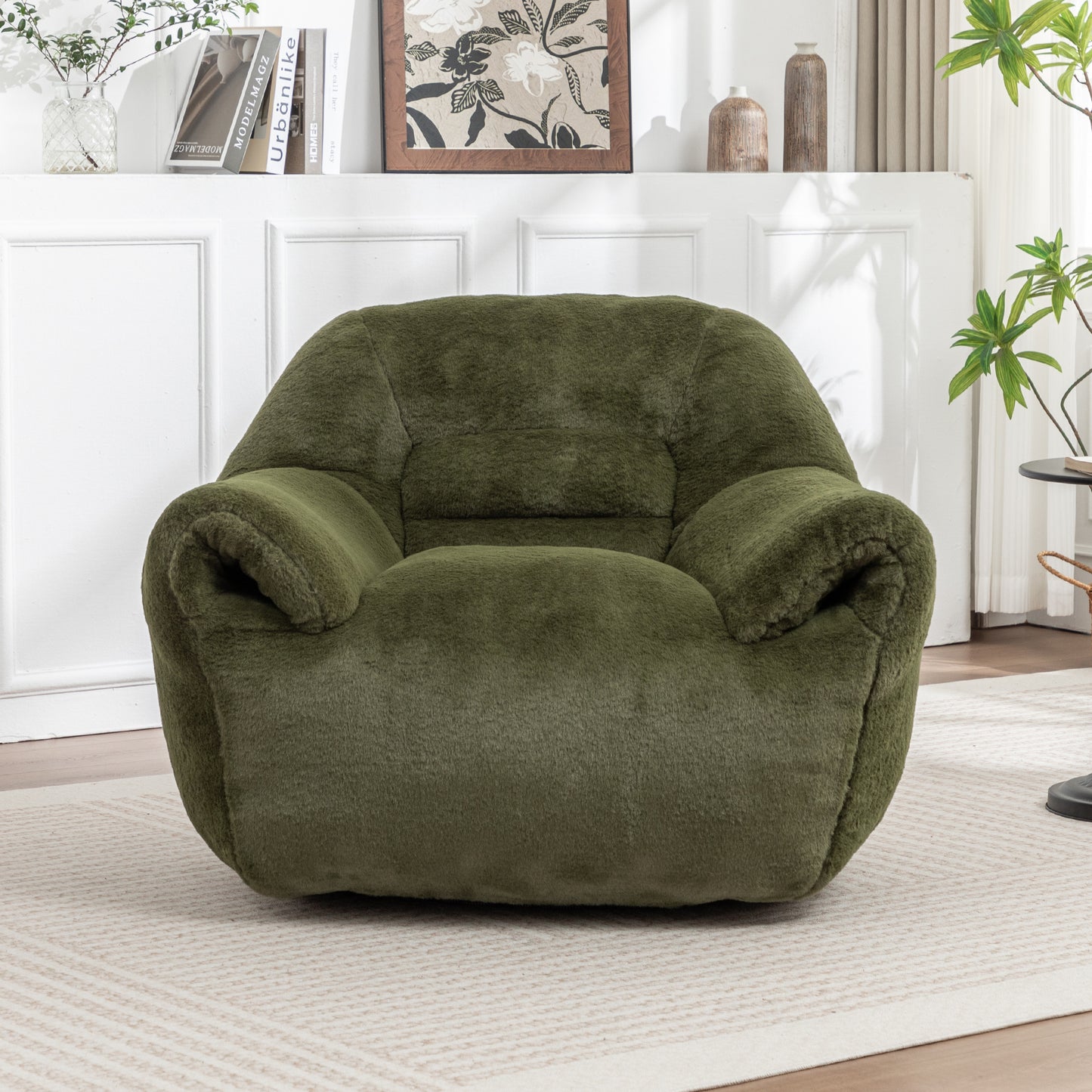 Faux Fur Compression Accent Chair — 1-Seat, 42"W — Green / 1-Seat