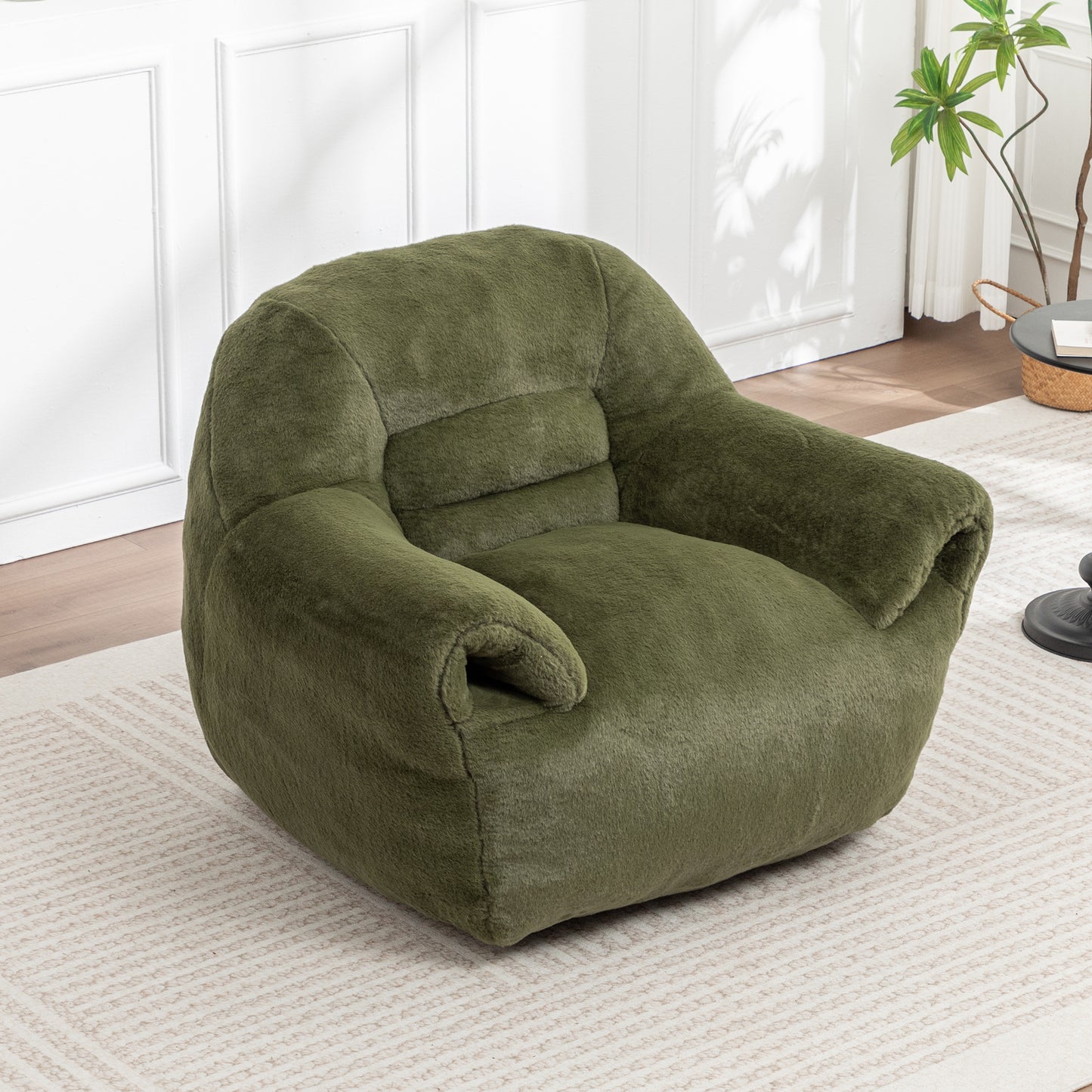 Faux Fur Compression Accent Chair — 1-Seat, 42"W — Green / 1-Seat