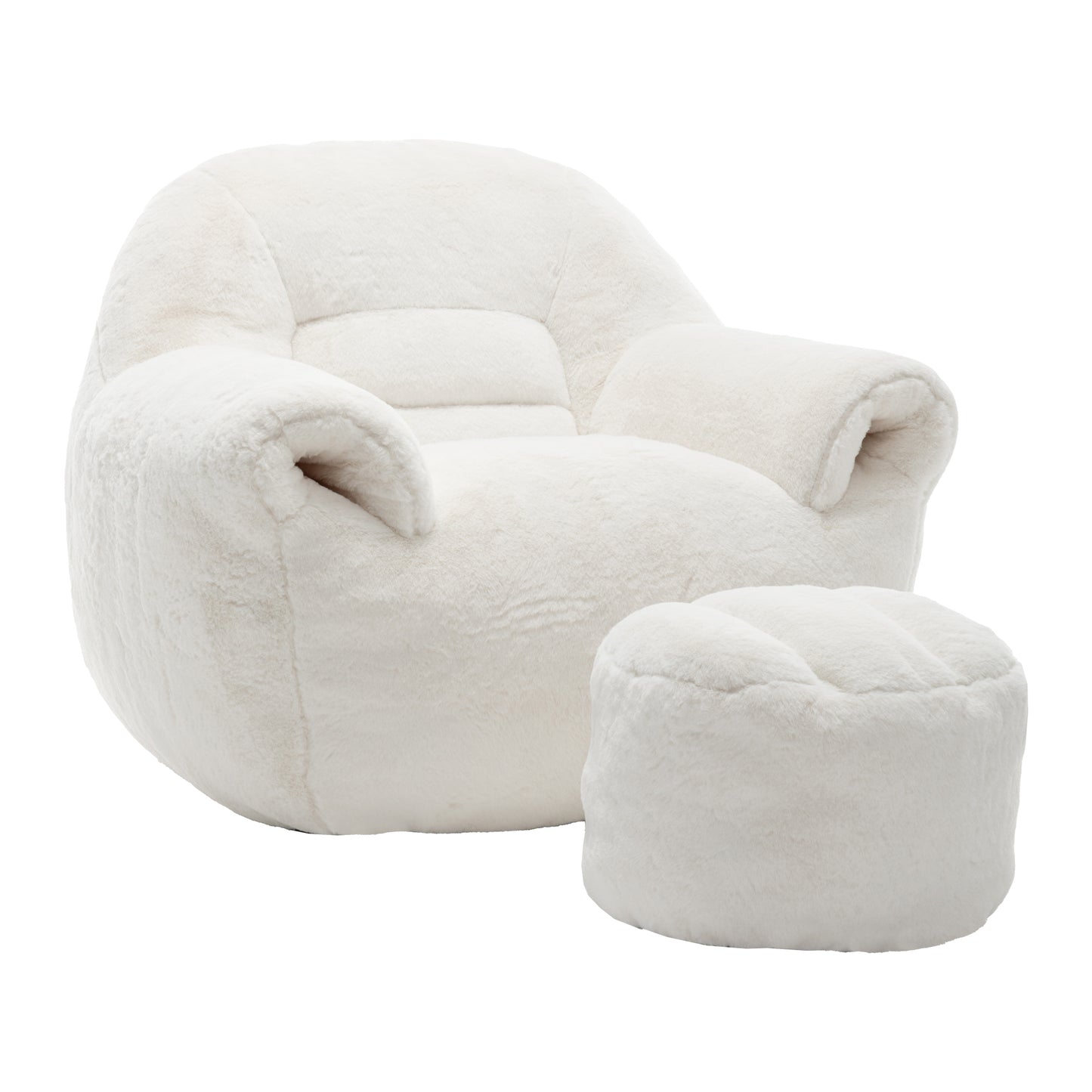 Faux Fur Compression Accent Chair — 1-Seat, 42"W — White / 1-Seat + 1 Ottoman