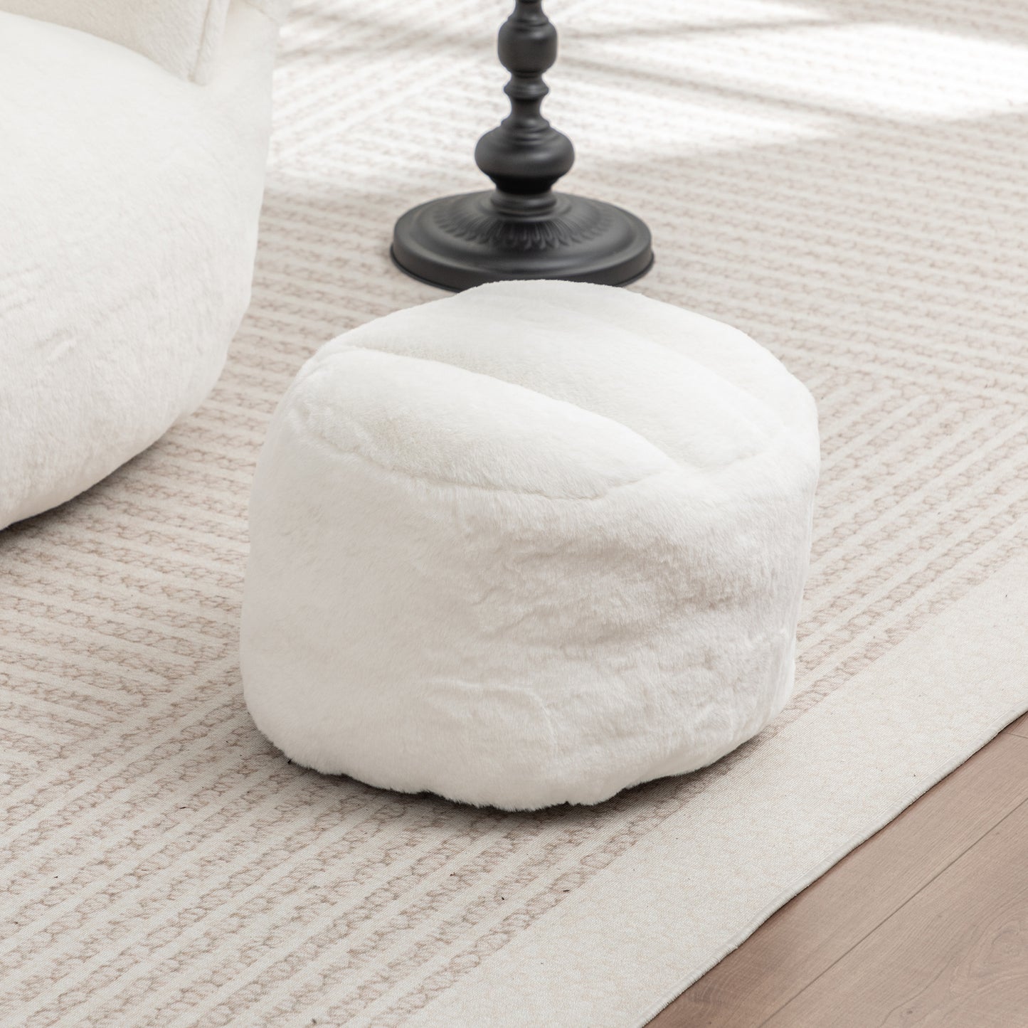 Faux Fur Compression Accent Chair — 1-Seat, 42"W — White / 1-Seat + 1 Ottoman