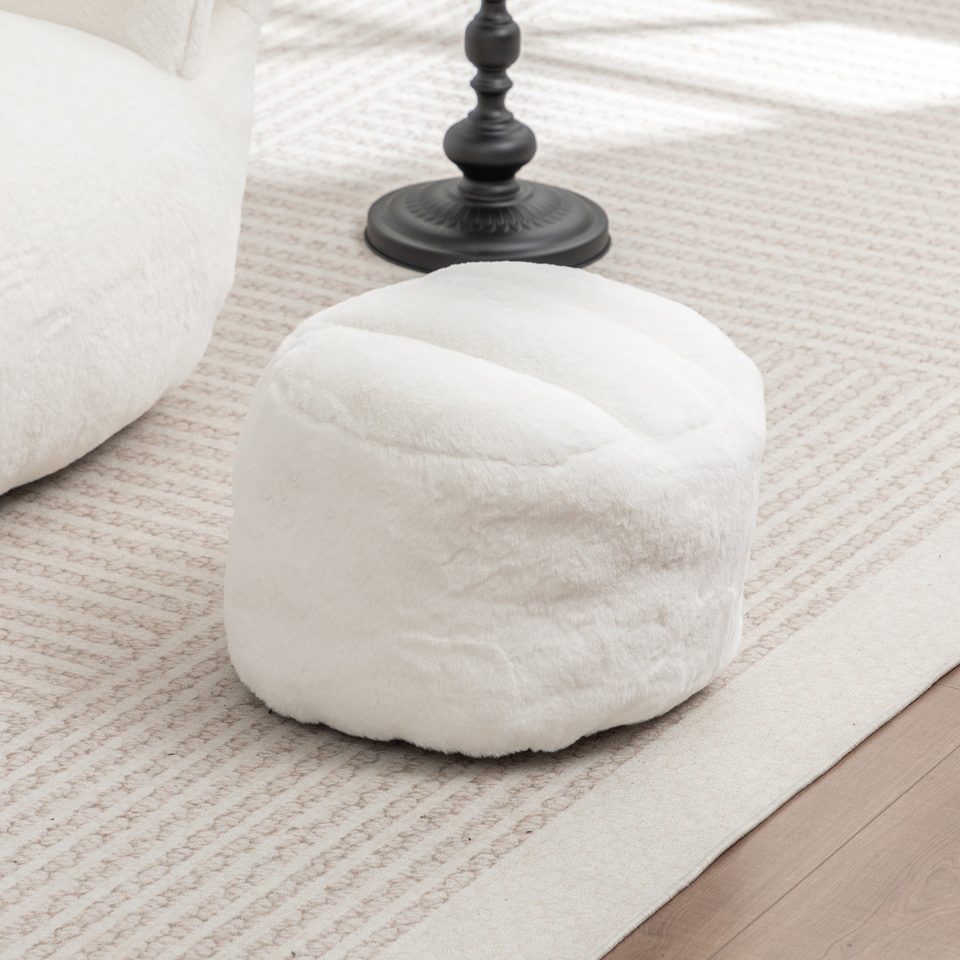 Faux Fur Compression Accent Chair — 1-Seat, 42"W — White / 1-Seat + 1 Ottoman