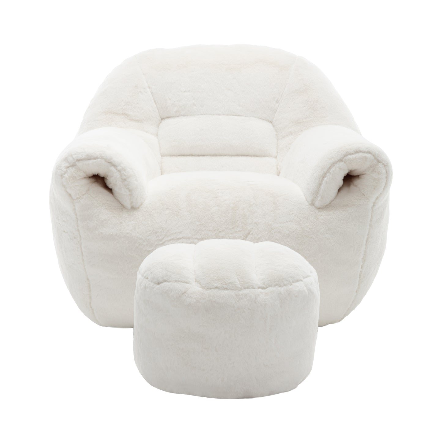 Faux Fur Compression Accent Chair — 1-Seat, 42"W — White / 1-Seat + 1 Ottoman
