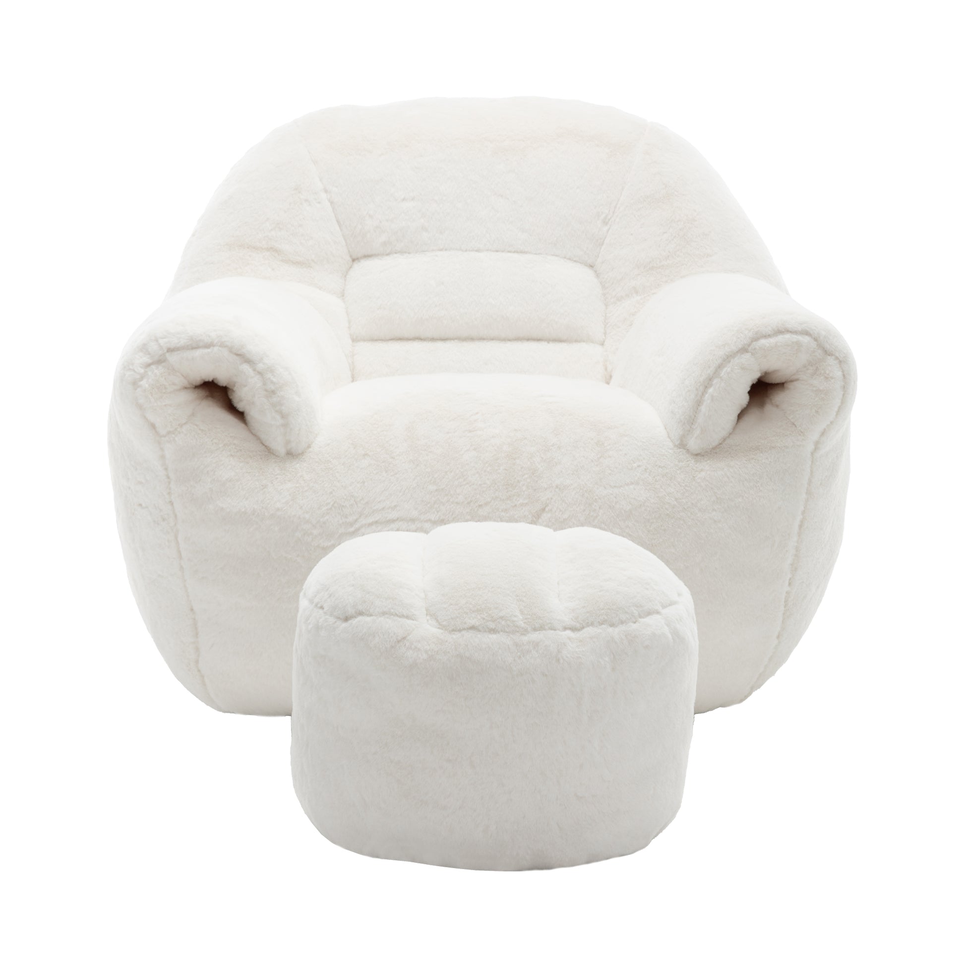 Faux Fur Compression Accent Chair — 1-Seat, 42"W — White / 1-Seat + 1 Ottoman