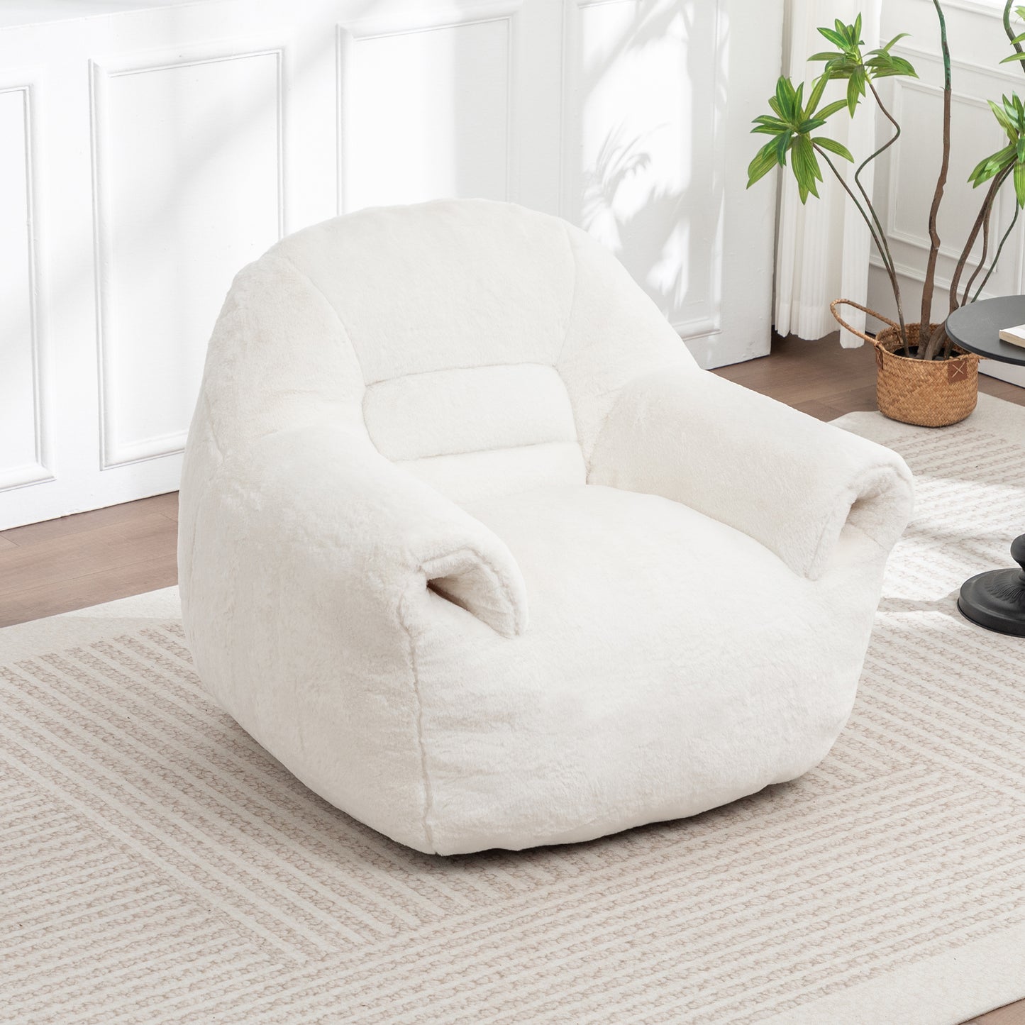 Faux Fur Compression Accent Chair — 1-Seat, 42"W — White / 1-Seat