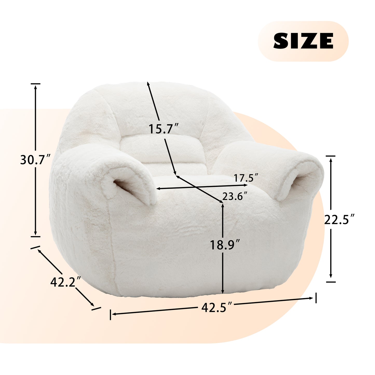 Faux Fur Compression Accent Chair — 1-Seat, 42"W — White / 1-Seat
