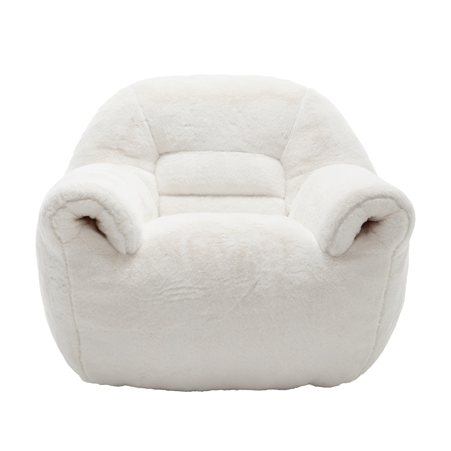 Faux Fur Compression Accent Chair — 1-Seat, 42"W — White / 1-Seat