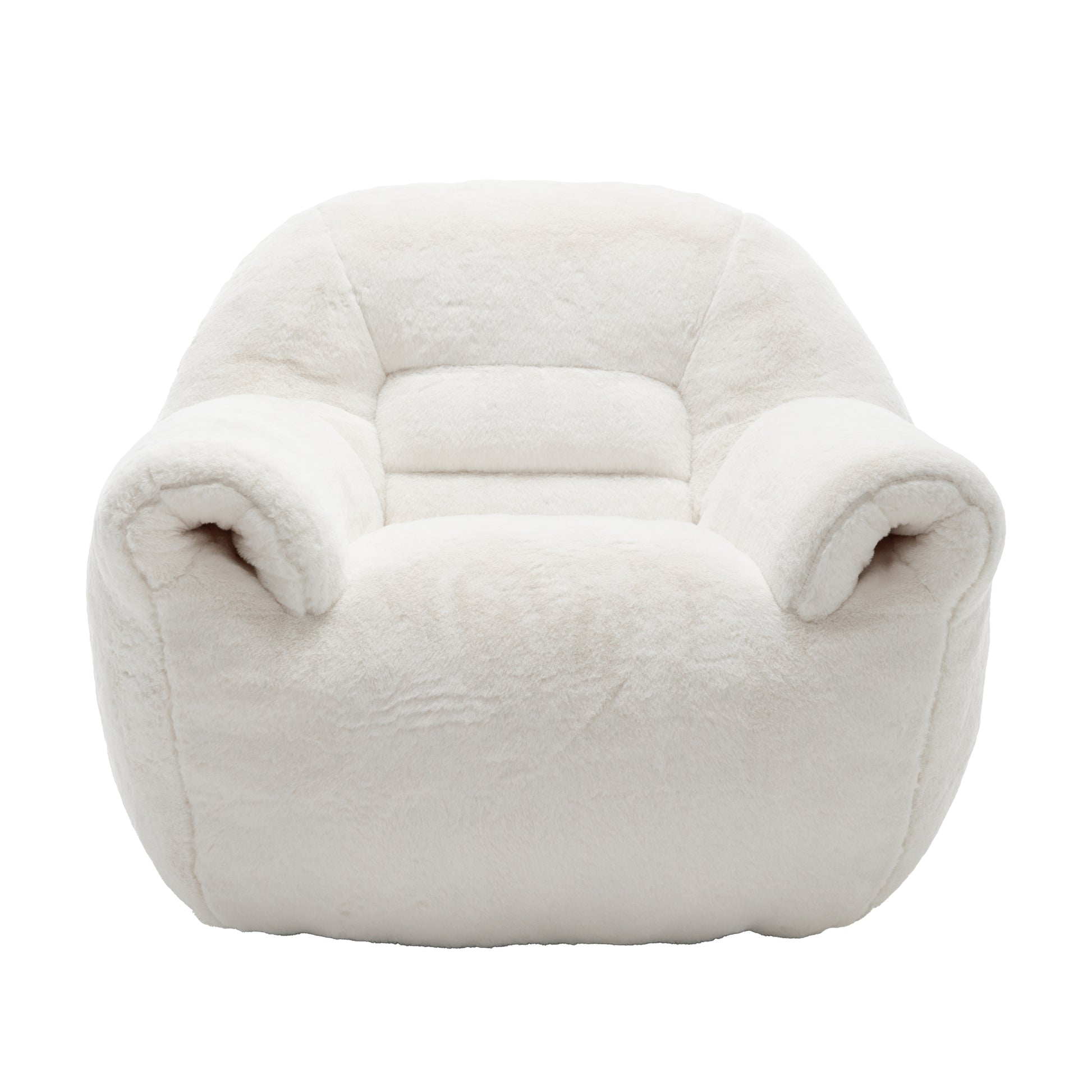 Faux Fur Compression Accent Chair — 1-Seat, 42"W — White / 1-Seat