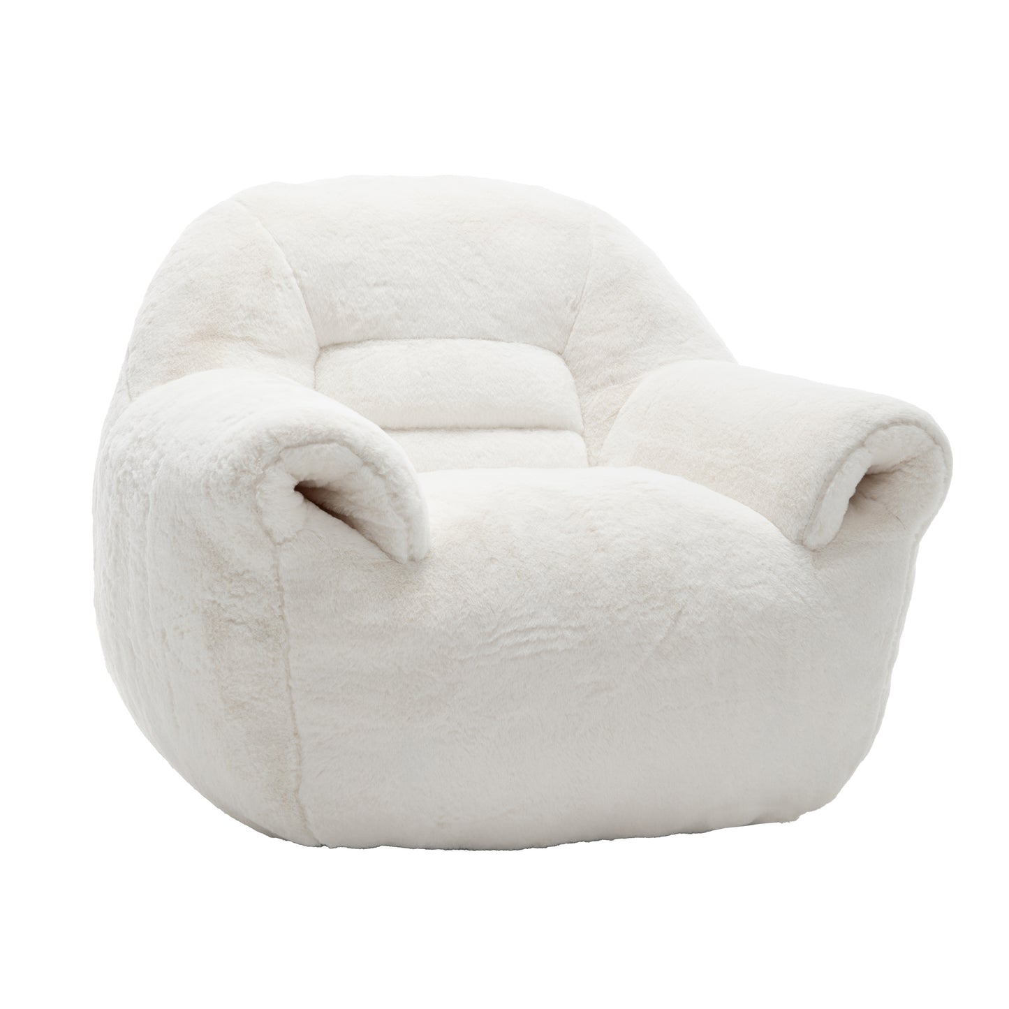 Faux Fur Compression Accent Chair — 1-Seat, 42"W — White / 1-Seat