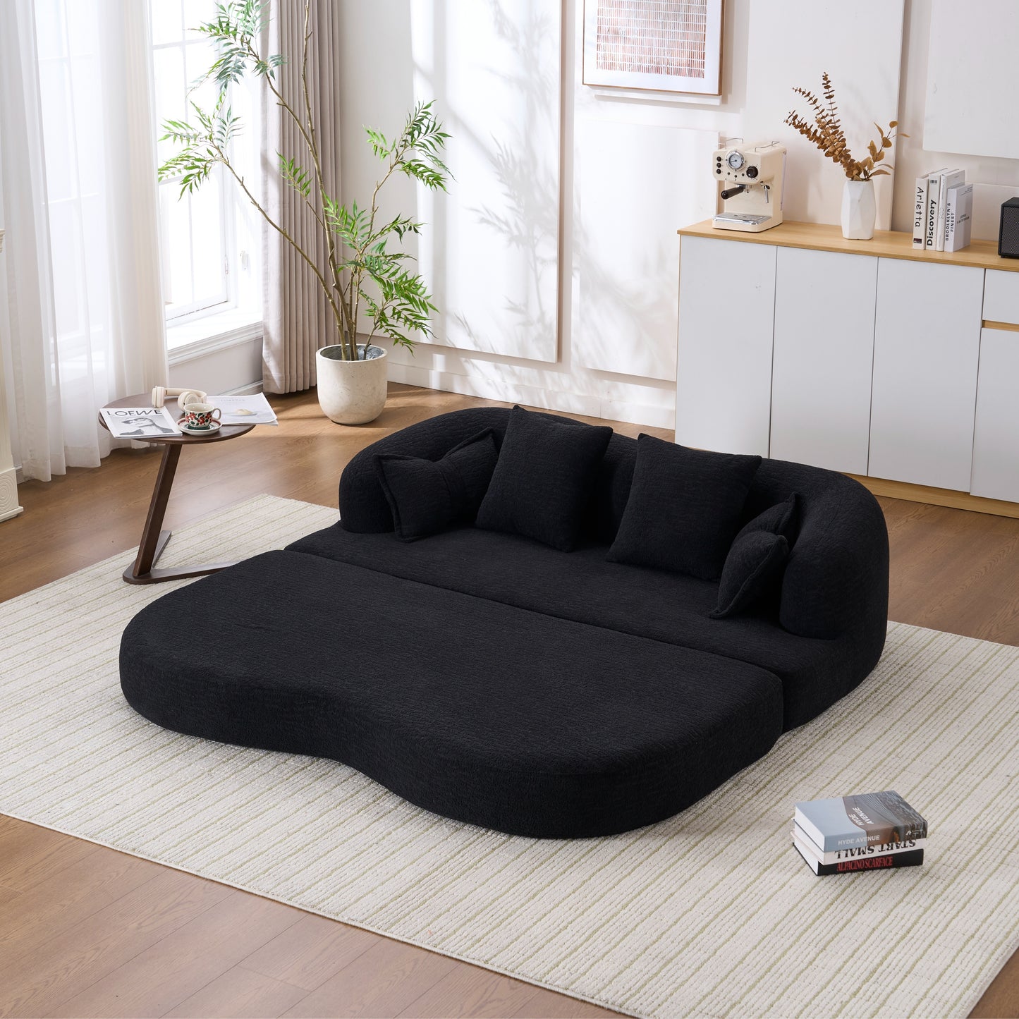 Chenille Compression Loveseat — 2-Seat, 70"W — Black
