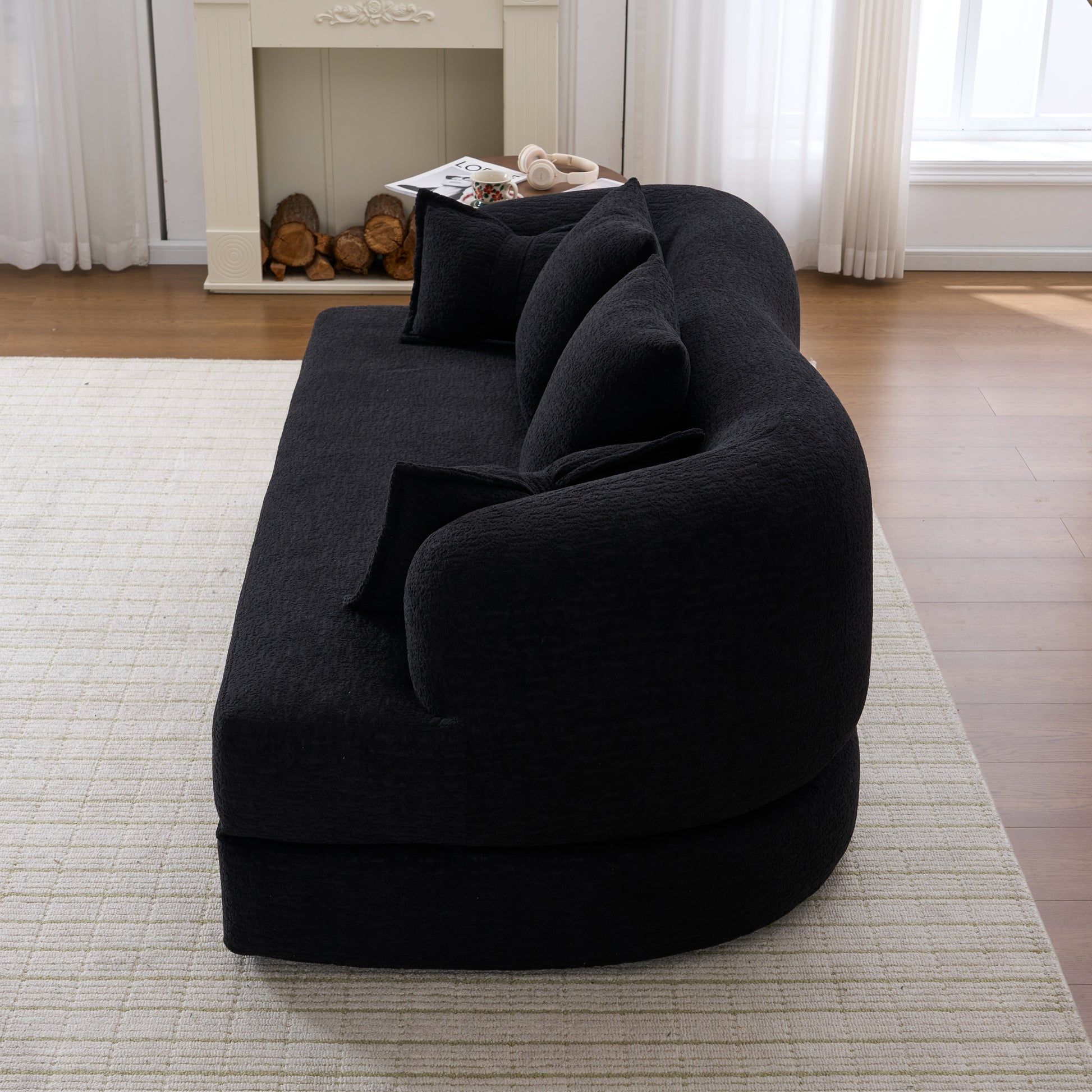 Chenille Compression Loveseat — 2-Seat, 70"W — Black