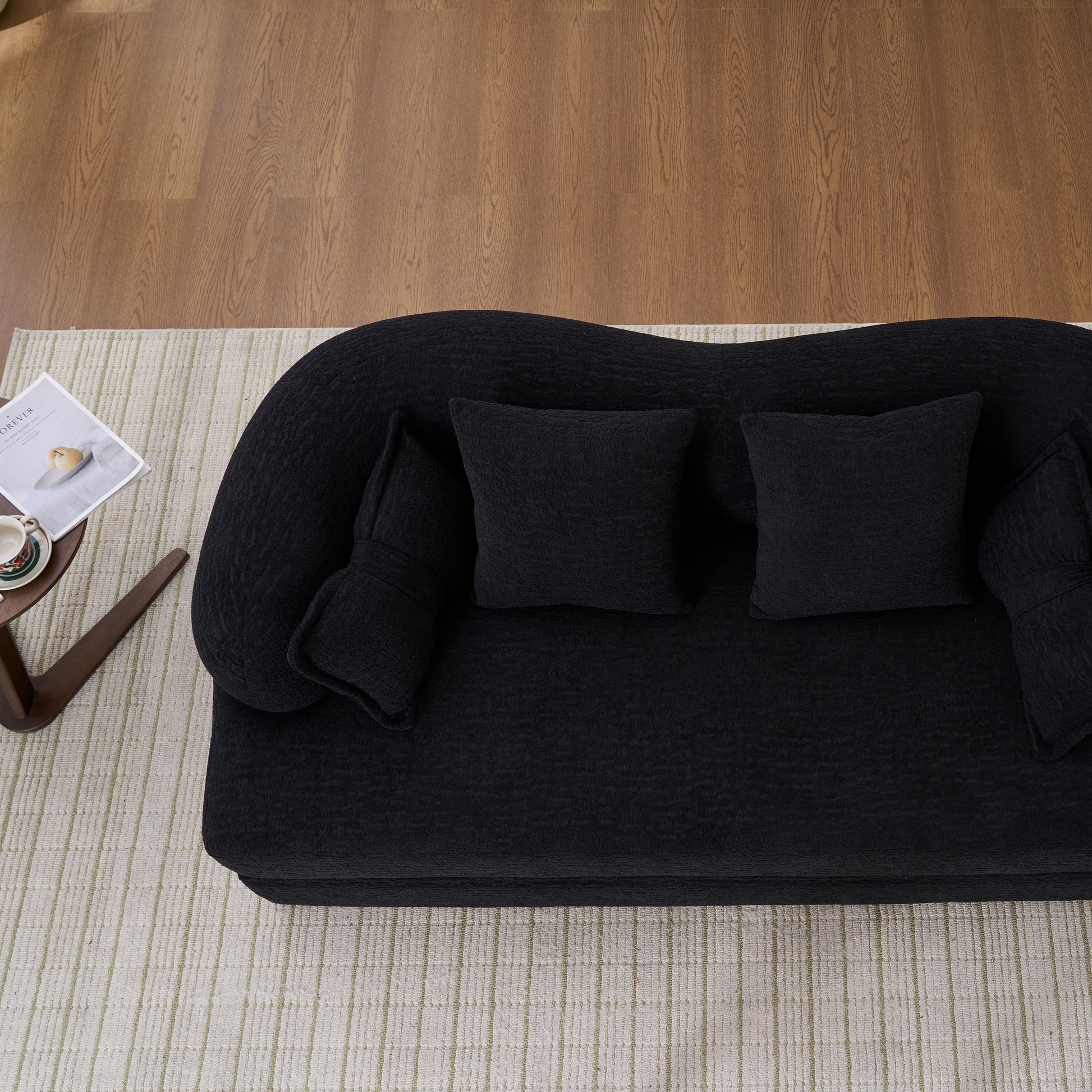 Chenille Compression Loveseat — 2-Seat, 70"W — Black