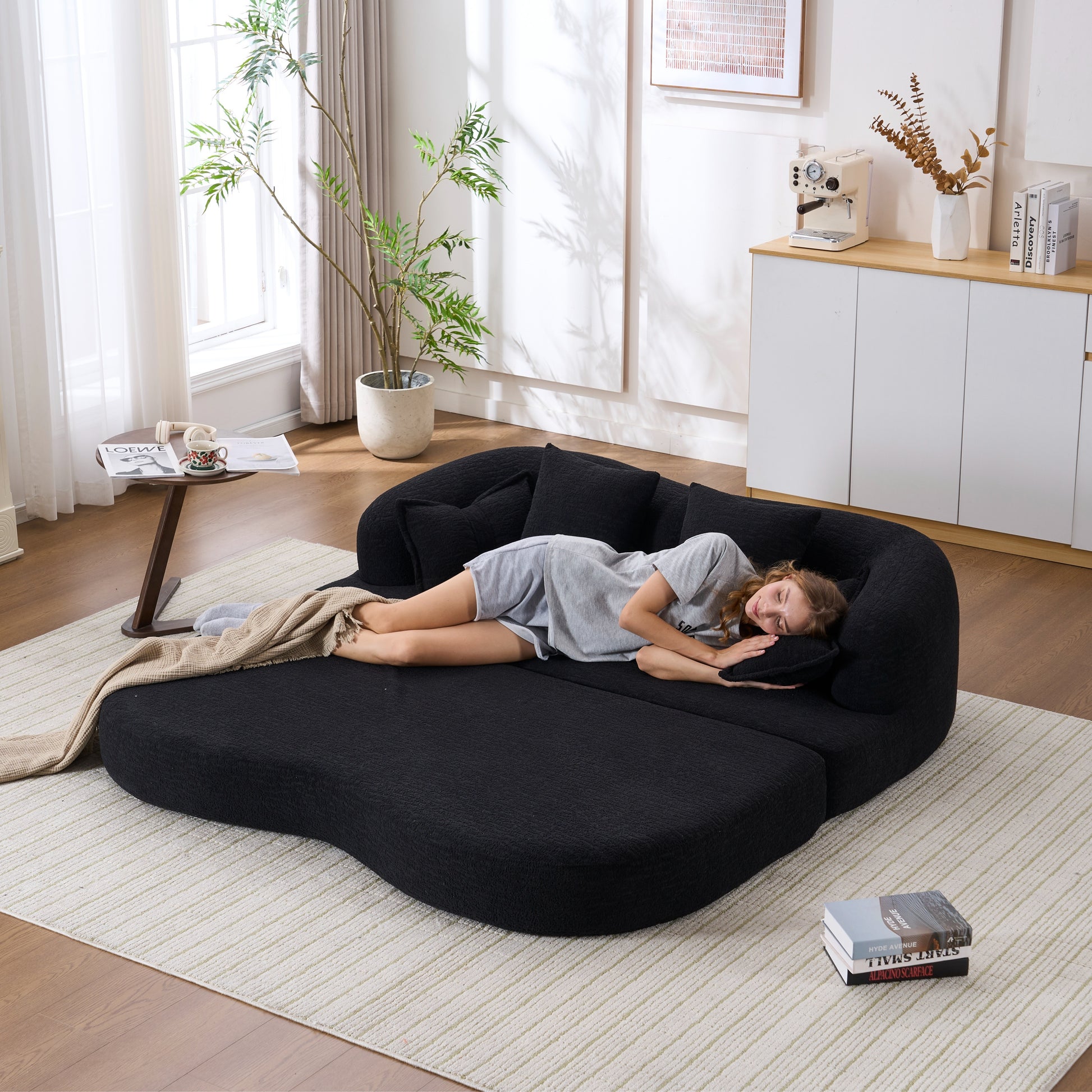Chenille Compression Loveseat — 2-Seat, 70"W — Black