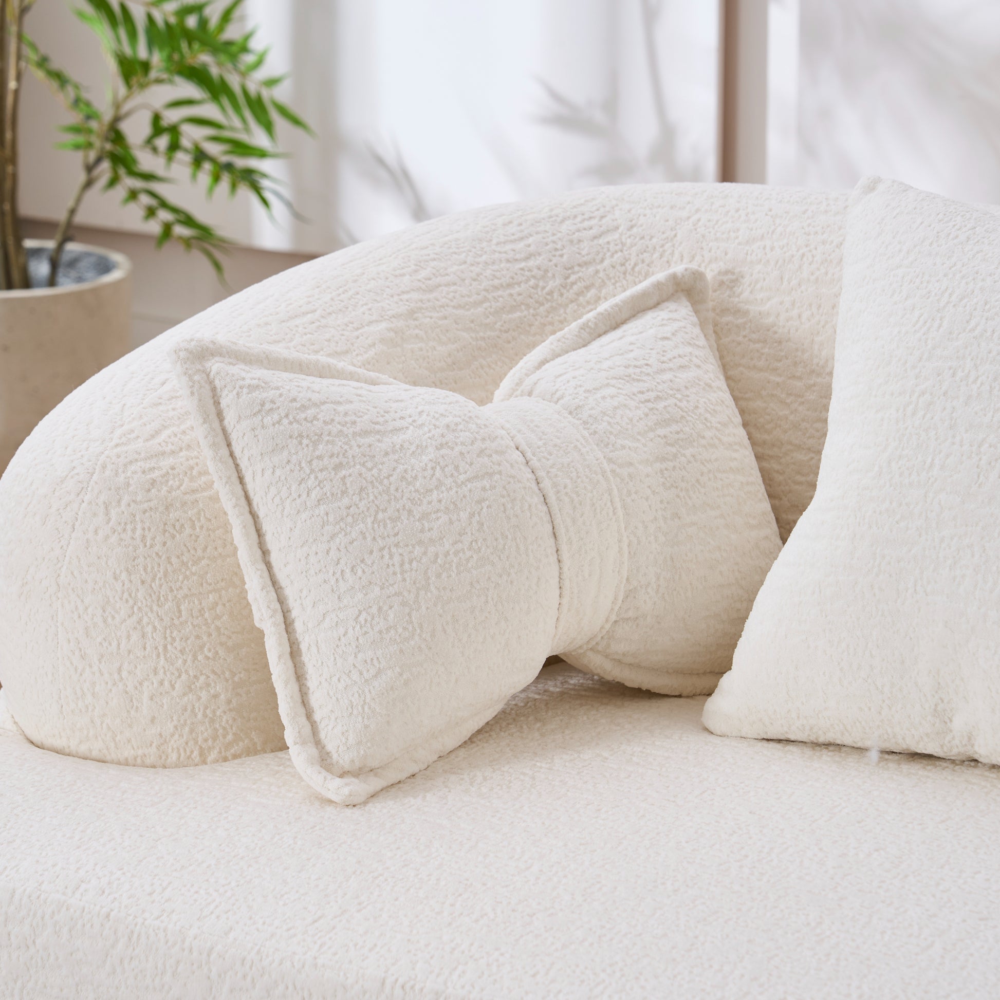 Chenille Compression Loveseat — 2-Seat, 70"W — White