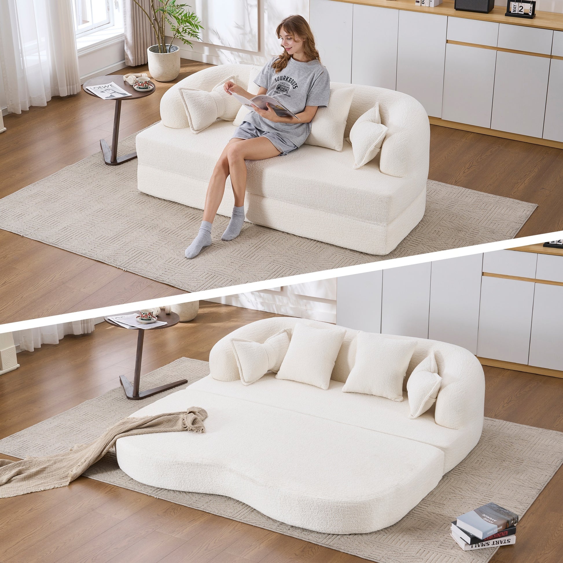 Chenille Compression Loveseat — 2-Seat, 70"W — White
