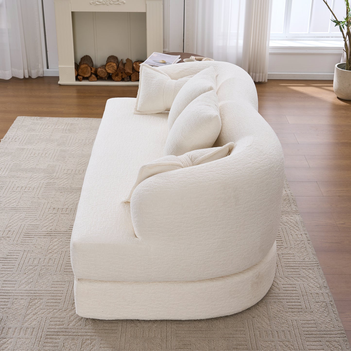Chenille Compression Loveseat — 2-Seat, 70"W — White