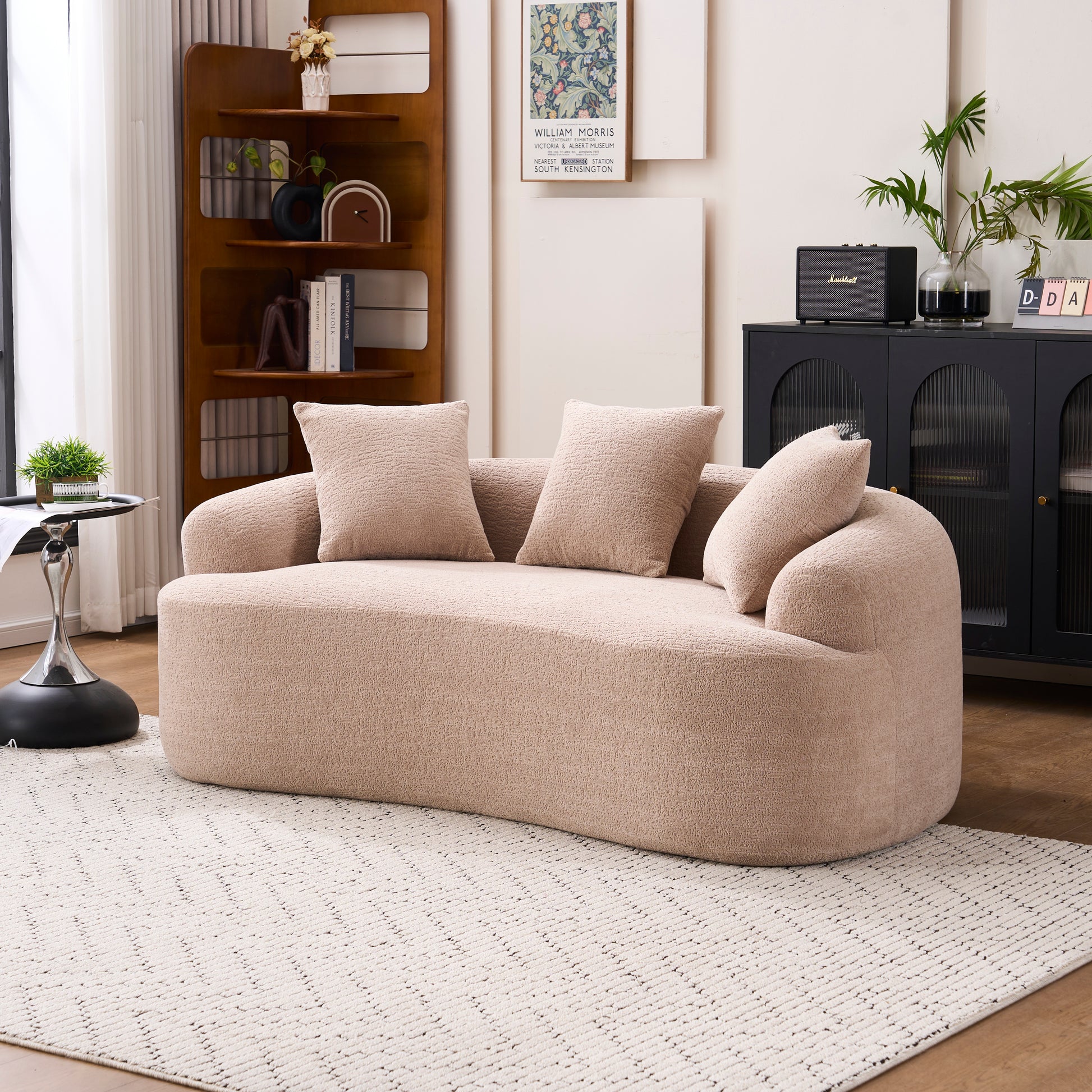 Chenille Compression Loveseat — 2-Seat, 67"W — Apricot Cream