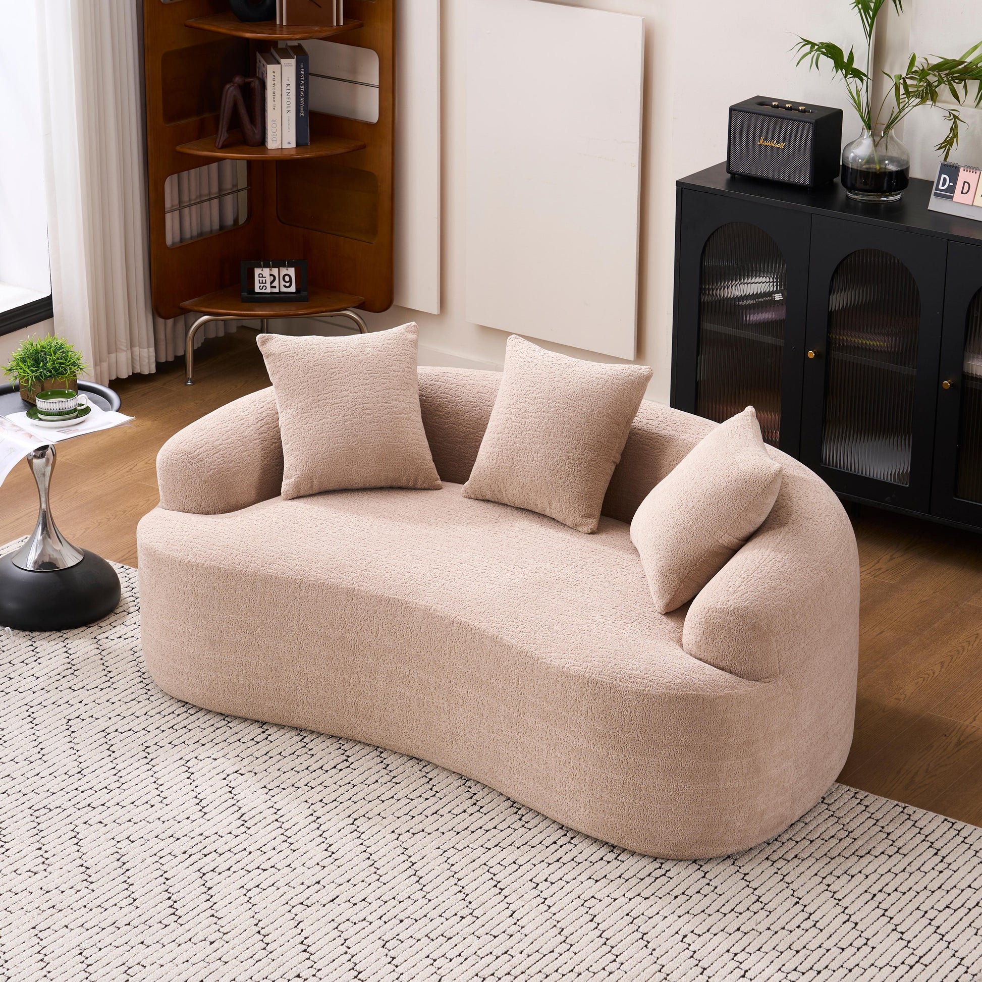 Chenille Compression Loveseat — 2-Seat, 67"W — Apricot Cream