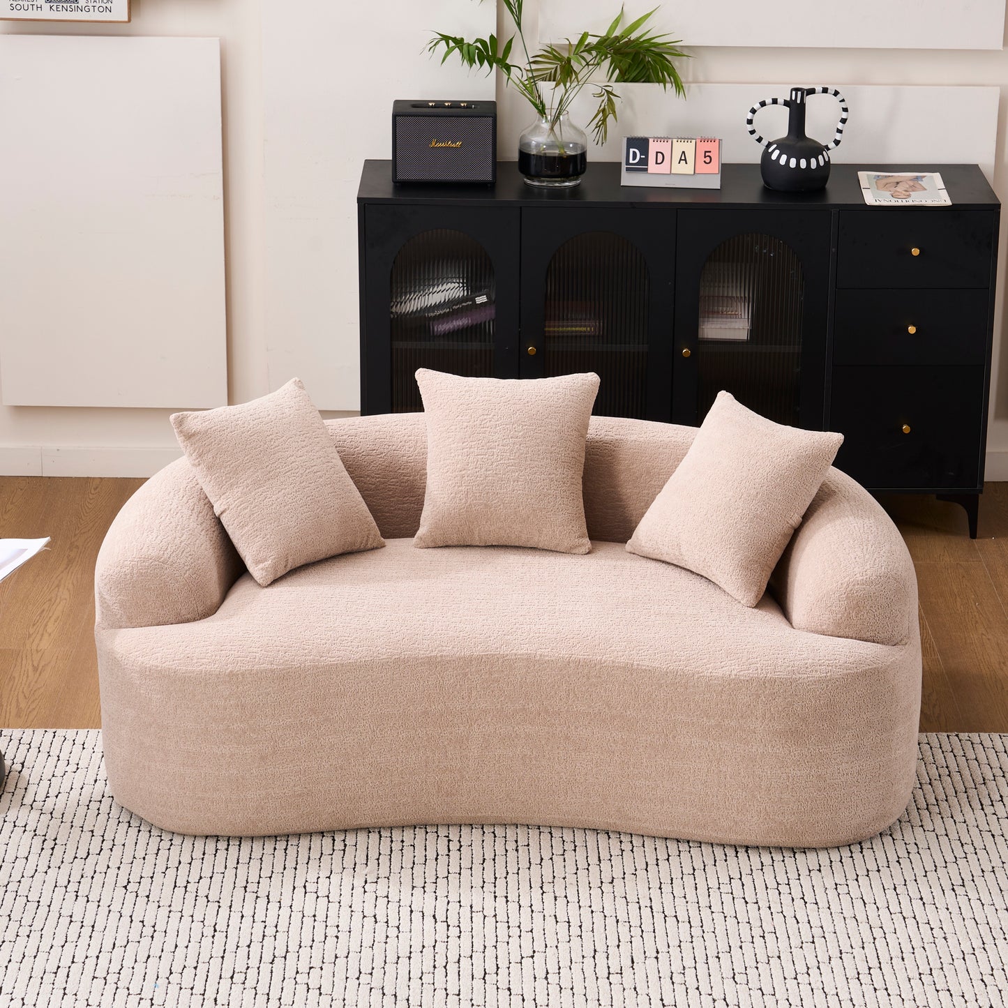 Chenille Compression Loveseat — 2-Seat, 67"W — Apricot Cream
