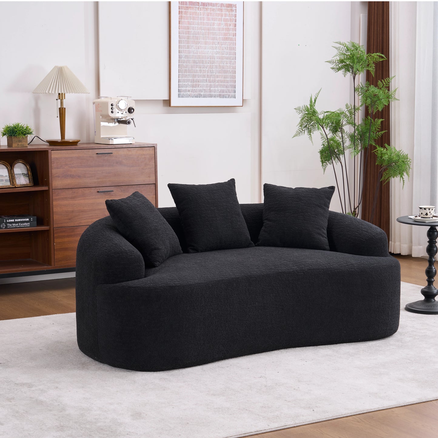 Chenille Compression Loveseat — 2-Seat, 67"W — Black