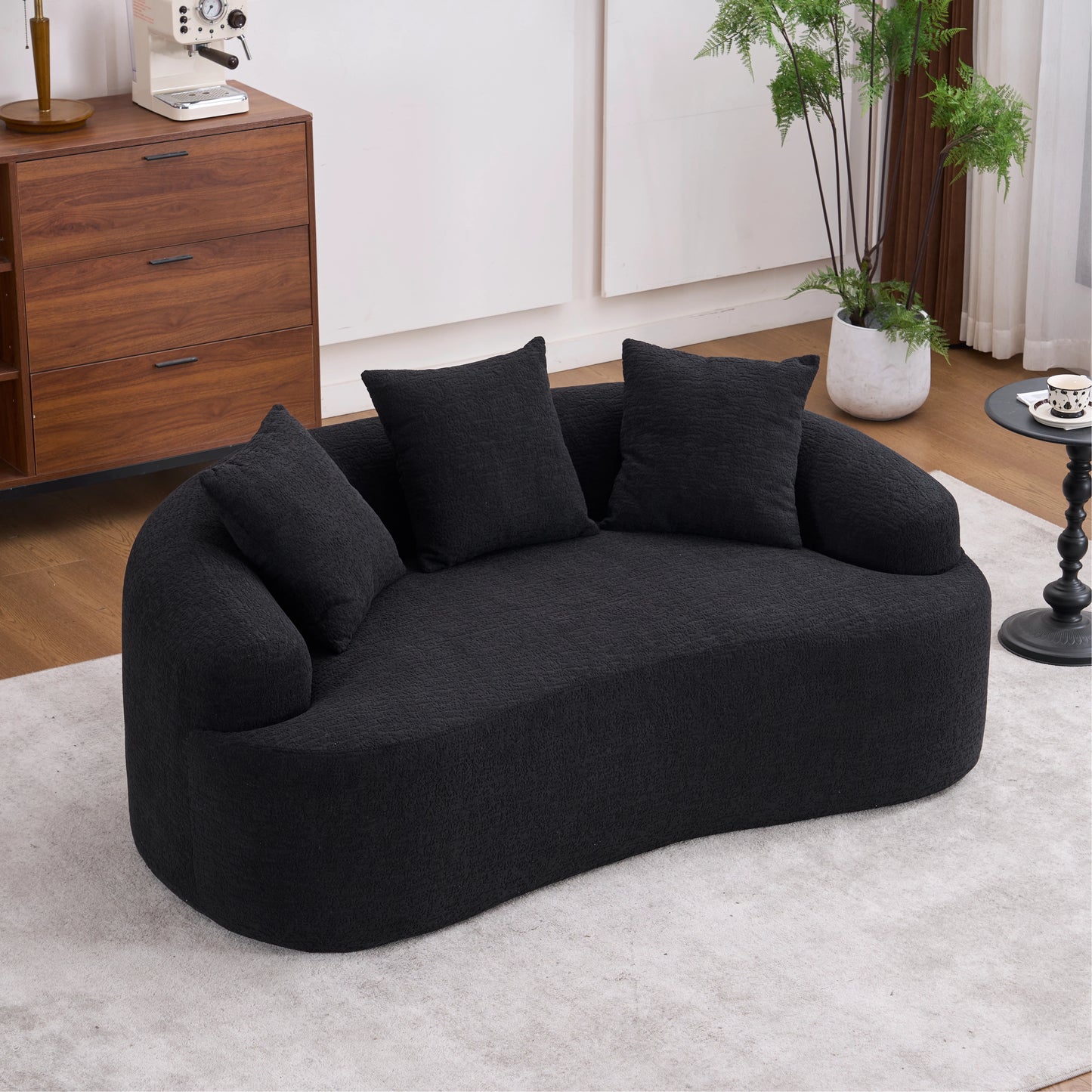 Chenille Compression Loveseat — 2-Seat, 67"W — Black