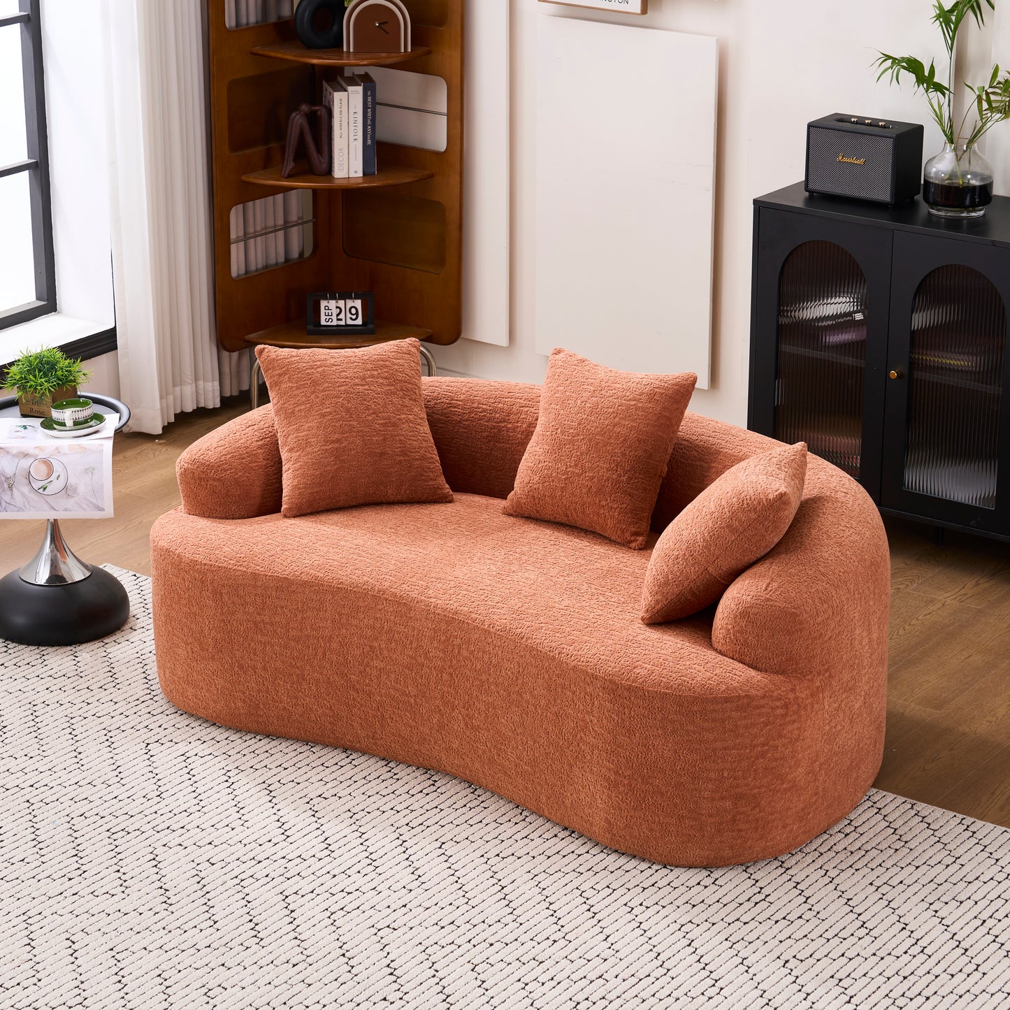 Chenille Compression Loveseat — 2-Seat, 67"W — Coral