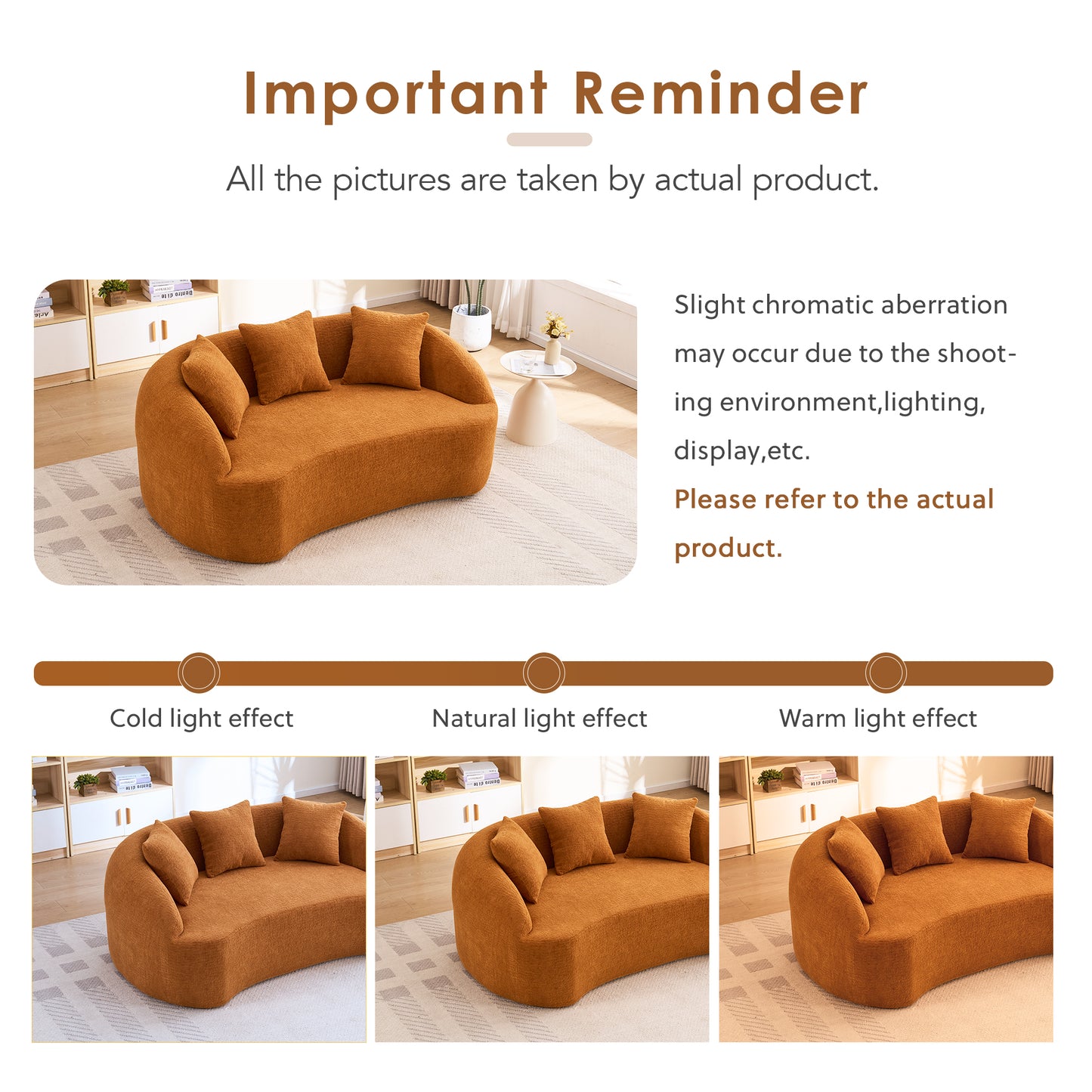 Chenille Compression Loveseat — 2-Seat, 67"W — Orange